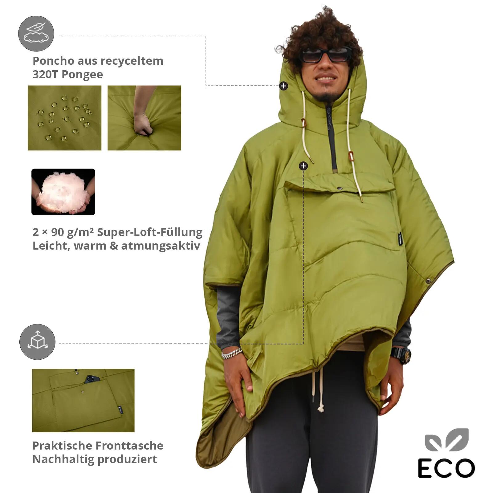 Poncho de pluie Comfy Camping Isolation Capuche Couverture Doublé Chaud 3/7