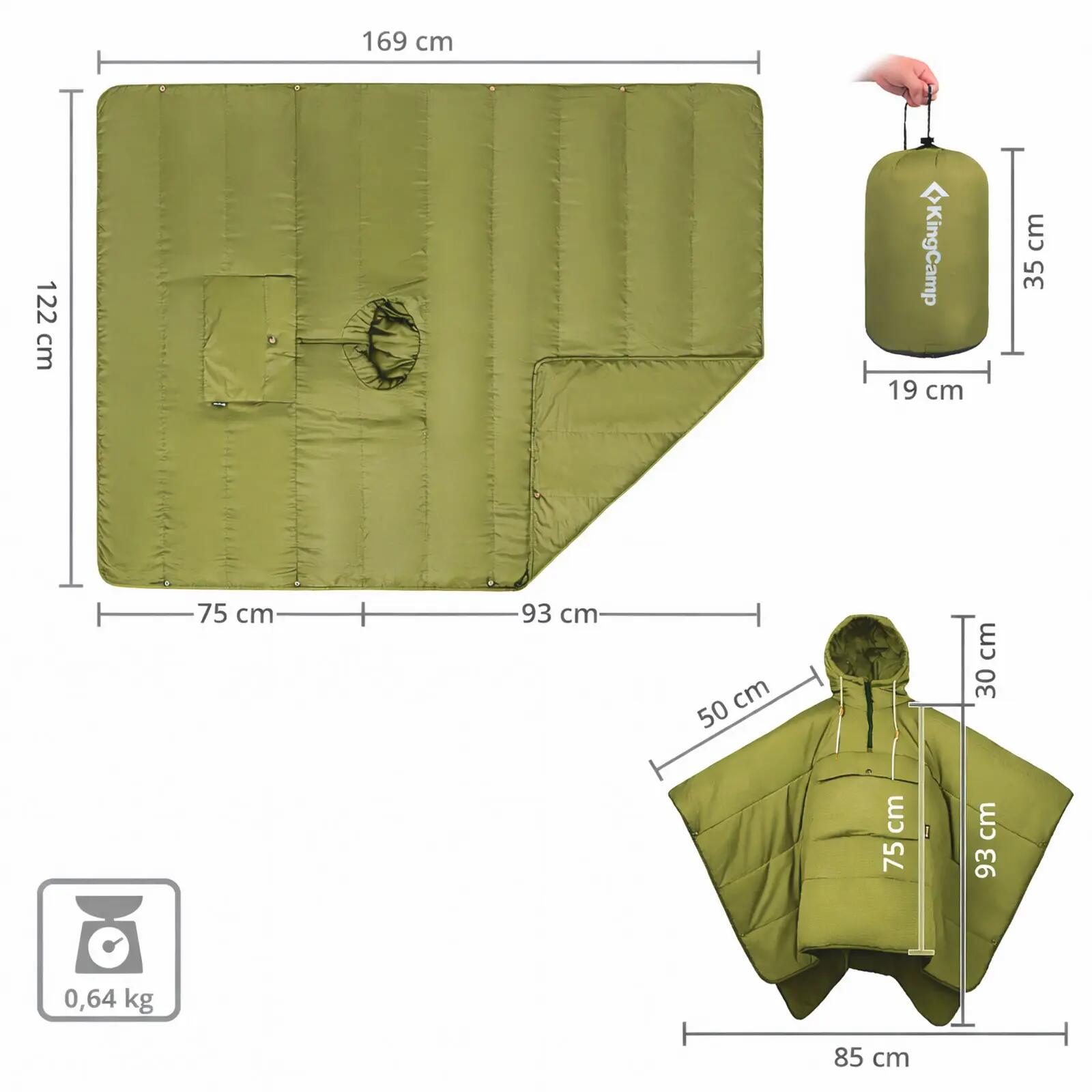 Poncho de pluie Comfy Camping Isolation Capuche Couverture Doublé Chaud 2/7