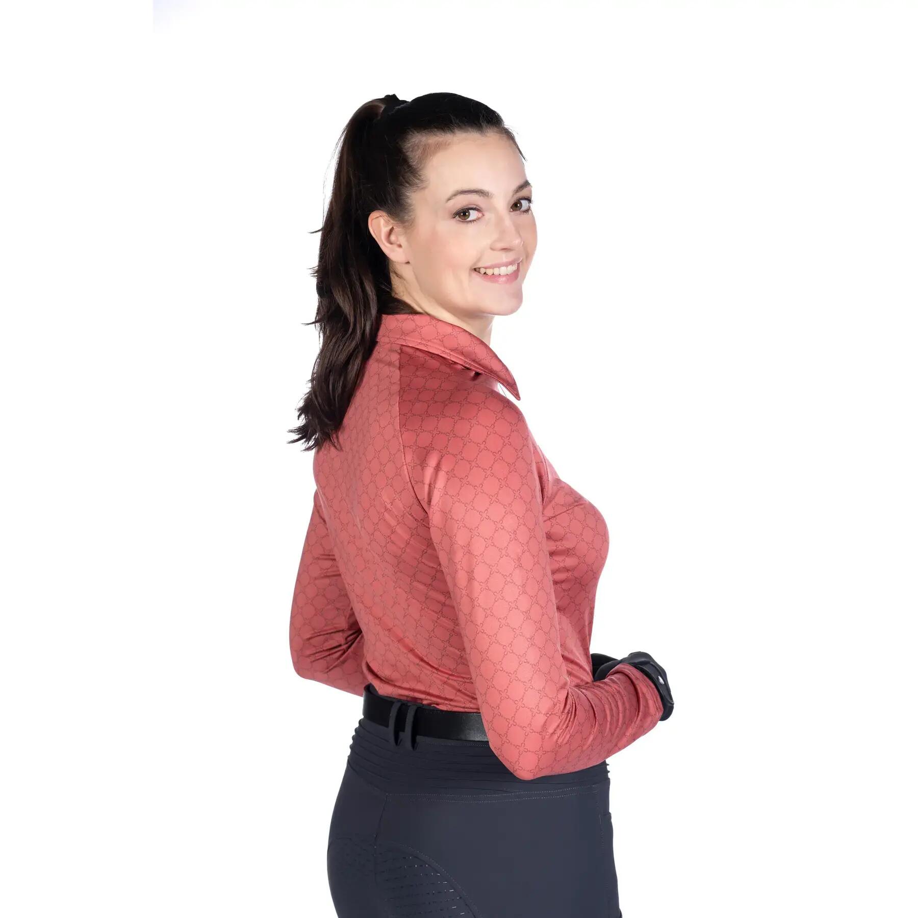 Polo de equitación de manga larga para mujer HKM Rosewood Allover Print 3/4
