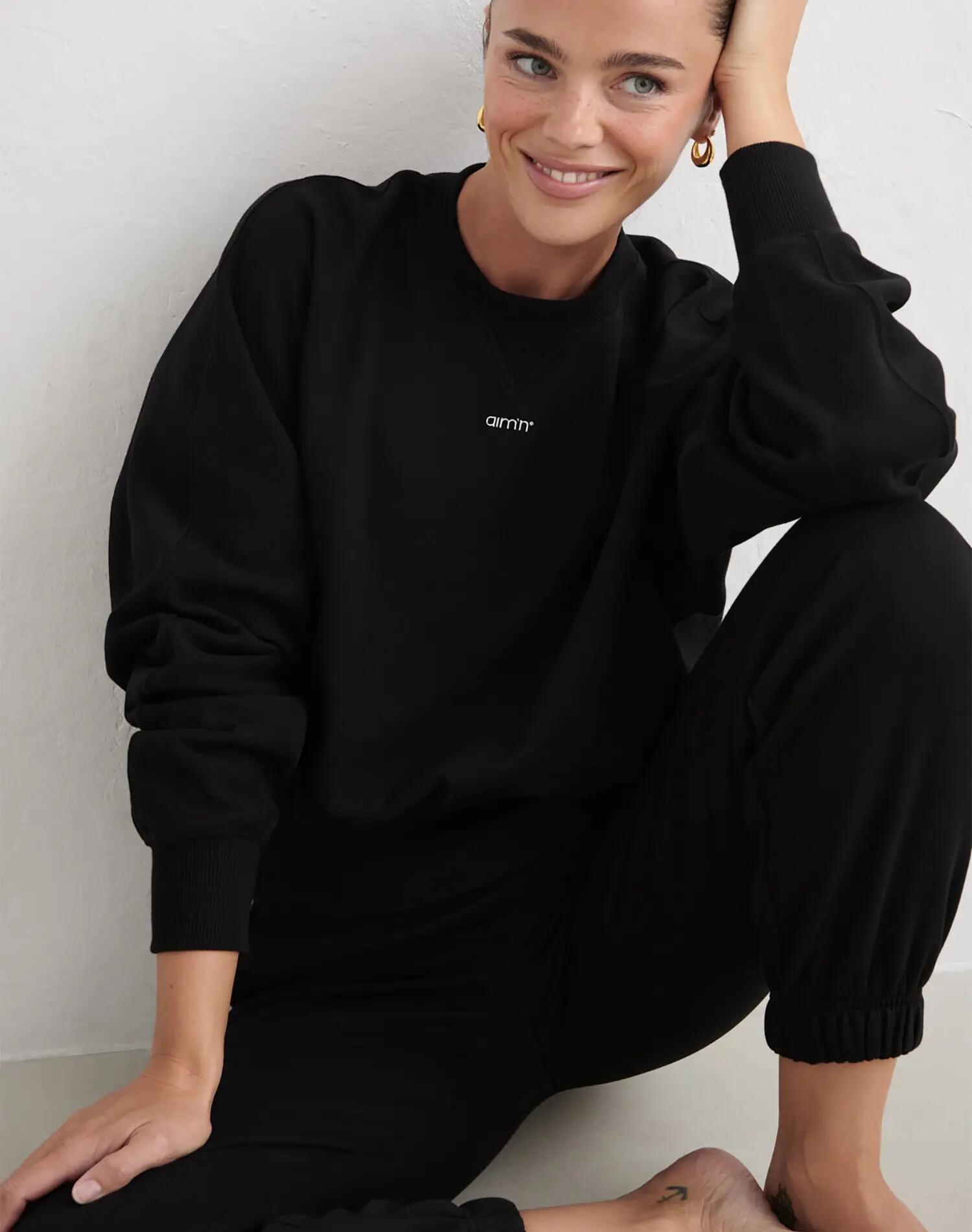 Sudadera Mujer Ajuste Regular Corta Piqué Sportif Negro 4/4