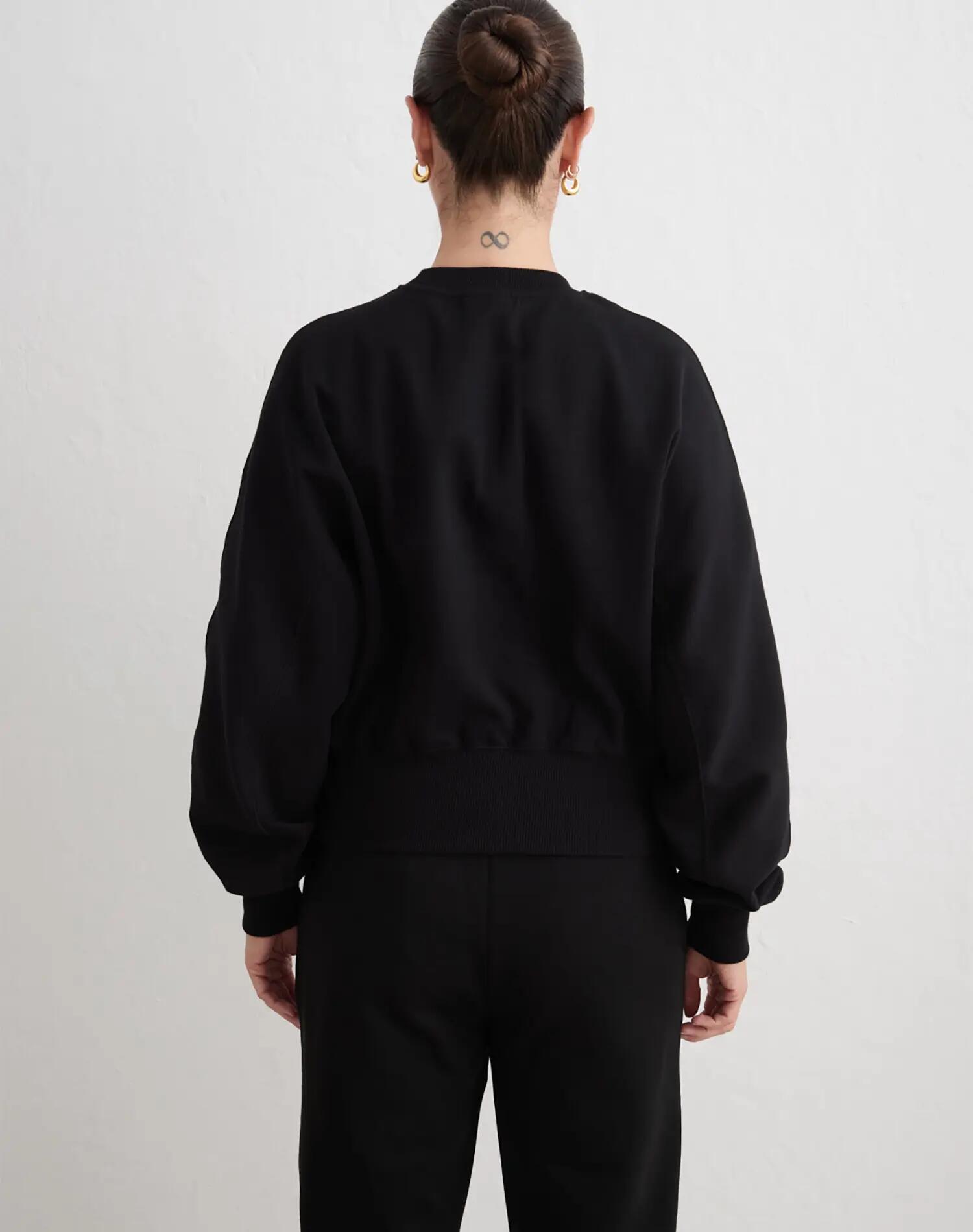Sudadera Mujer Ajuste Regular Corta Piqué Sportif Negro 3/4