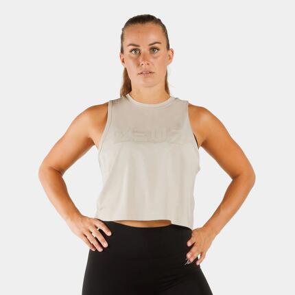 Crop top de sport ZEUZ femme – Débardeur fitness – Blanc – Taille XS