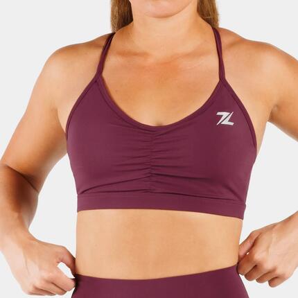 Brassière de sport ZEUZ femme – Design froncé – Bleu marine – Taille XS