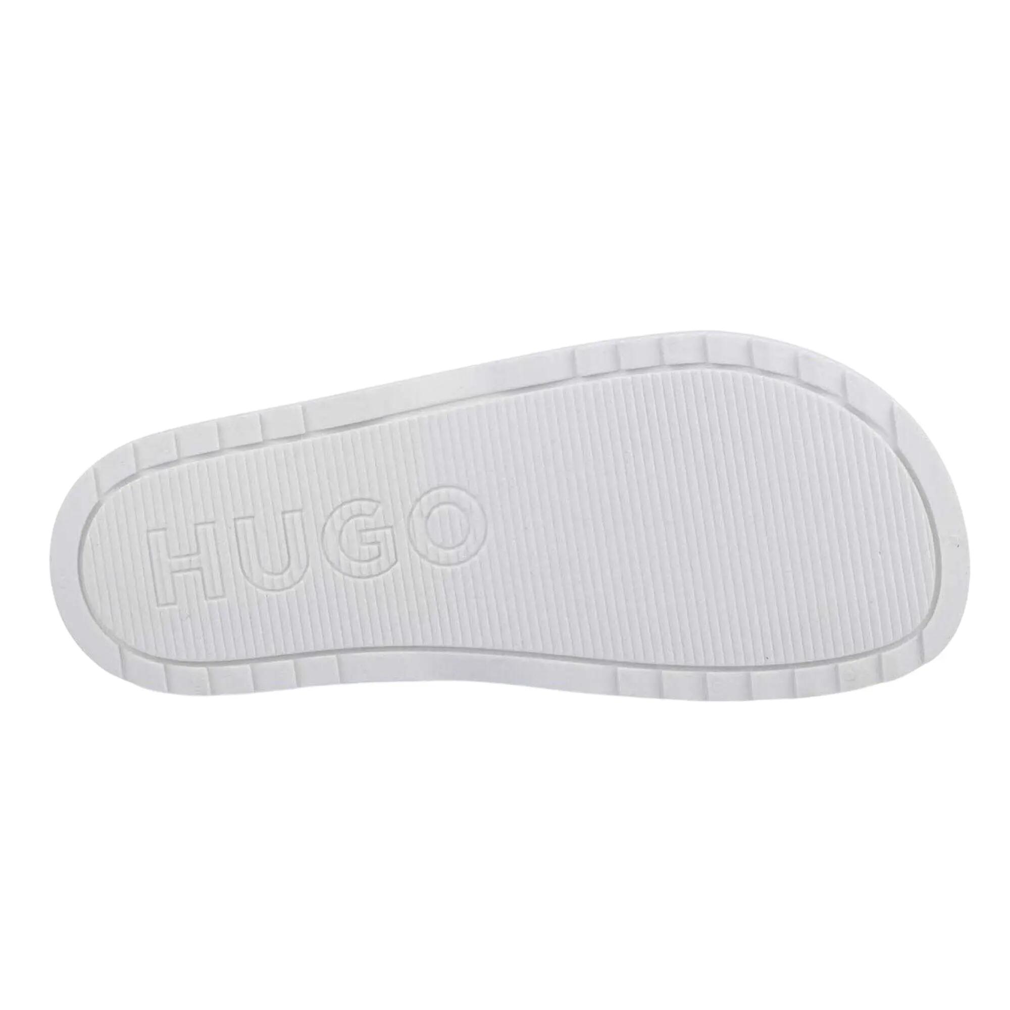 Womens/Ladies Match It Stacked Logo Flat Sliders (White) 3/4