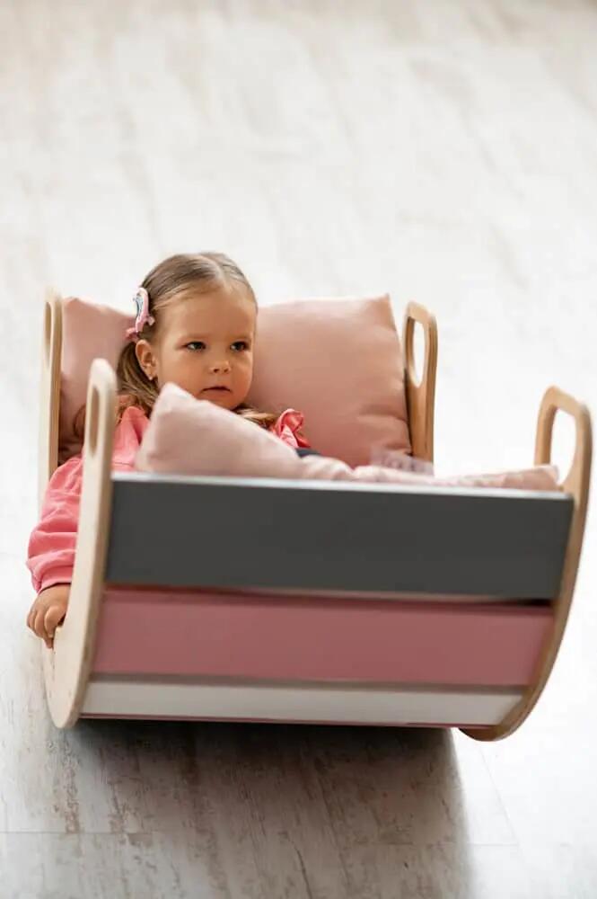 Kletterbogen Holzwippe Mehrfarbig Sunny Rosa-Grau 5/7