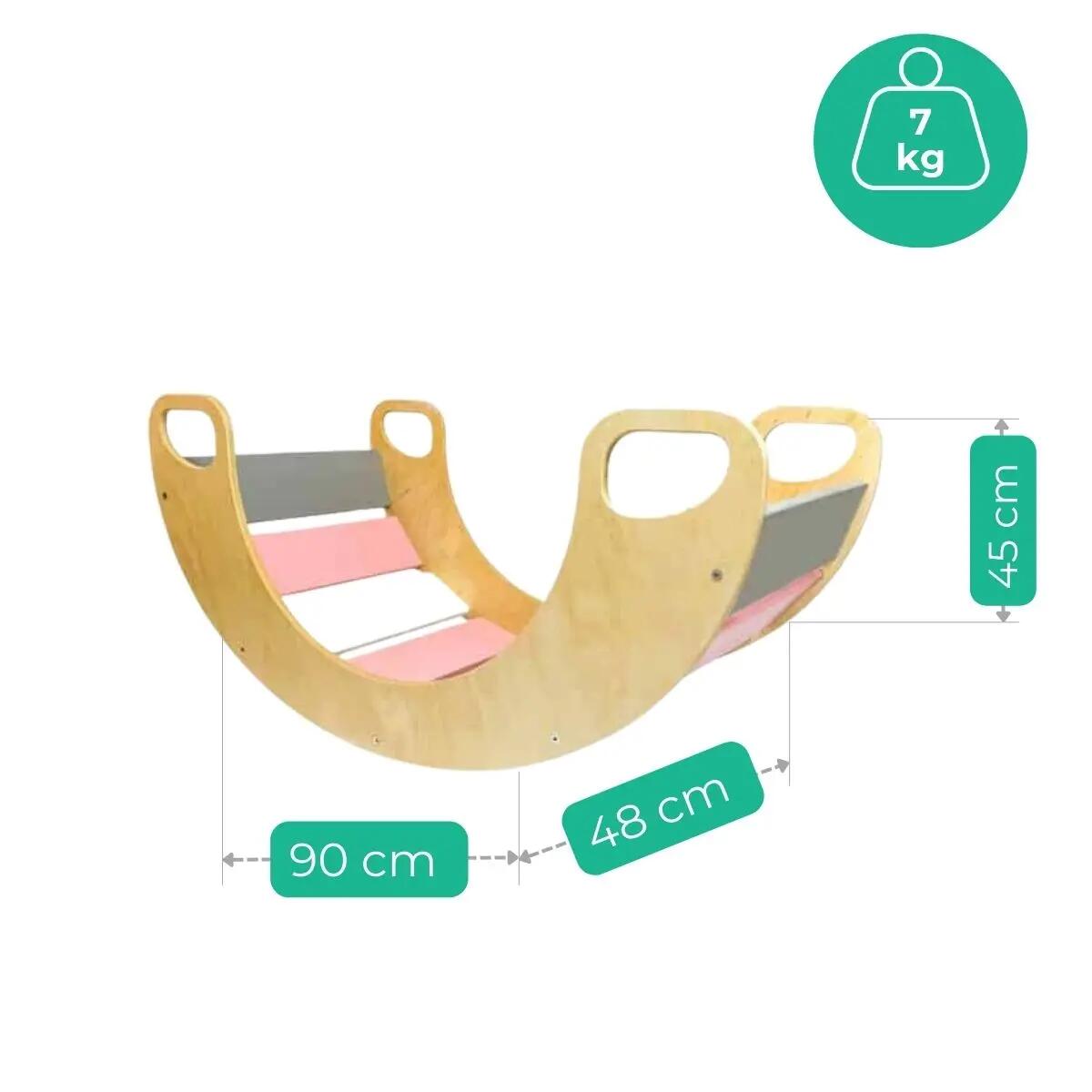 Kletterbogen Holzwippe Mehrfarbig Sunny Rosa-Grau 4/7