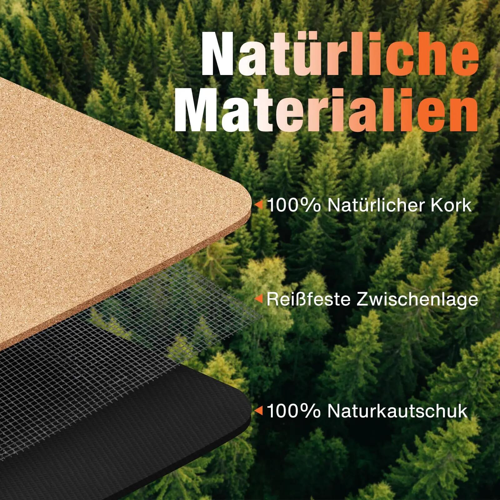 Yogamatte Kork 183 x 61 x 0,6 cm - Lotus Flow 2/7