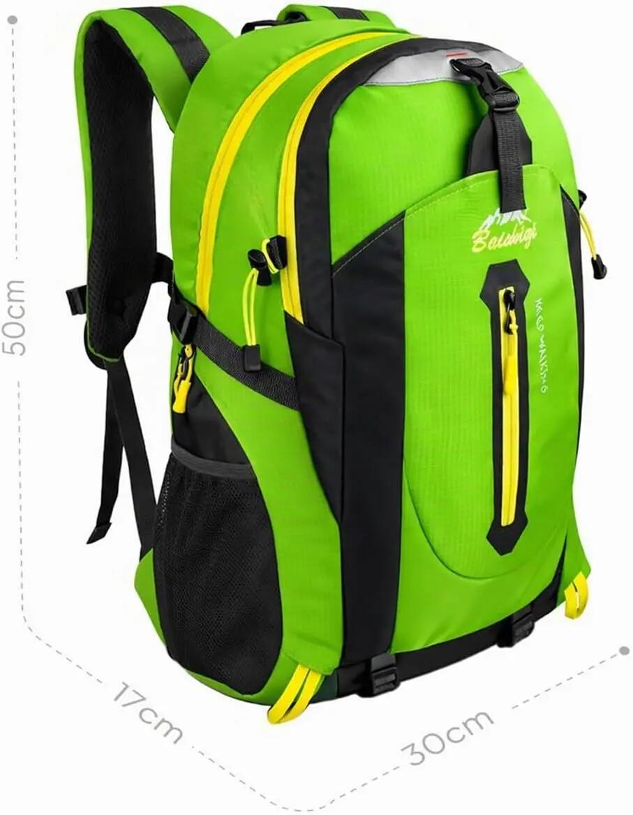 Mochila Impermeable 30 L Verde con Múltiples Bolsillos 2/4