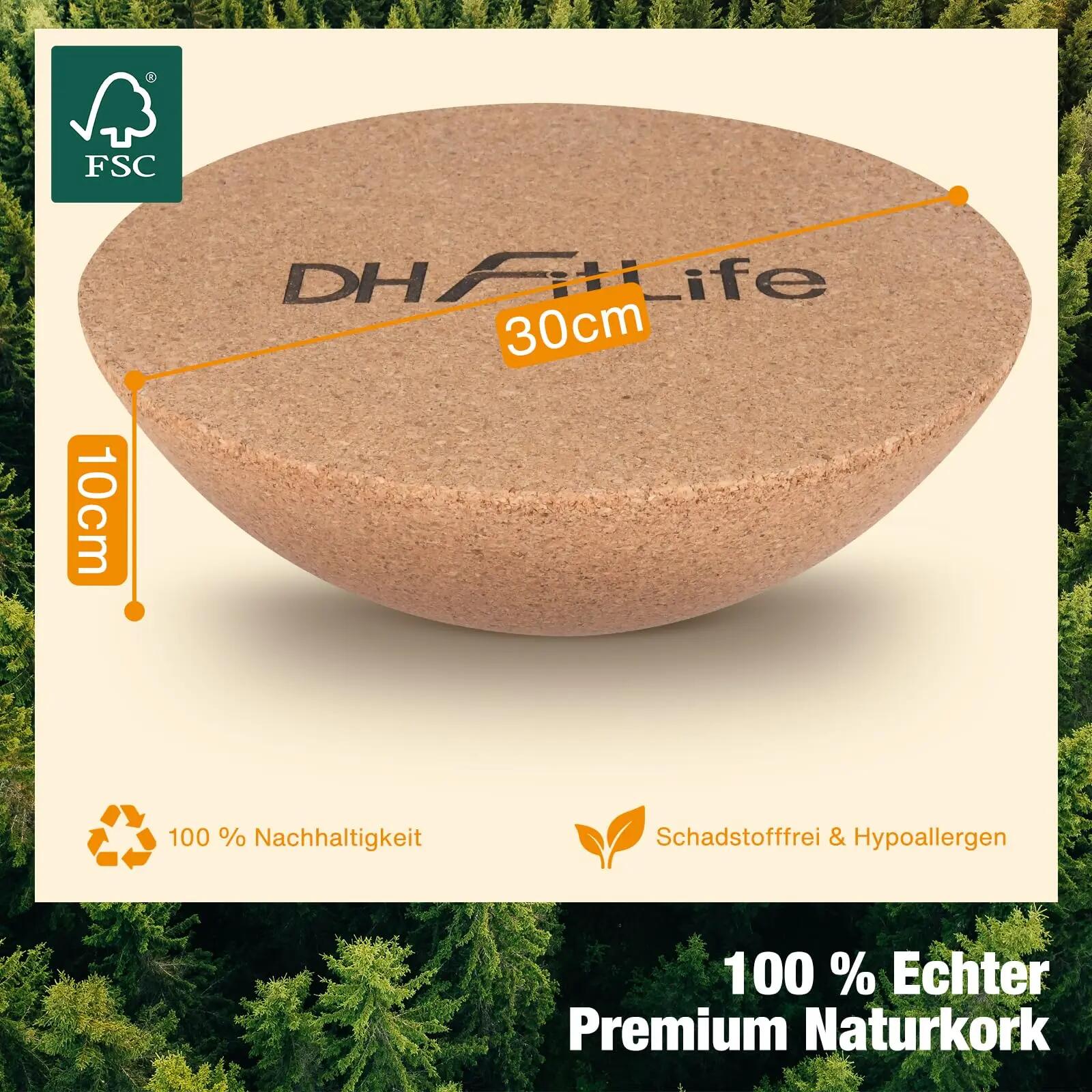 DH FitLife Kork-Halbkugel für Surfing Balance Board Set aus Premium-Kork 4/7
