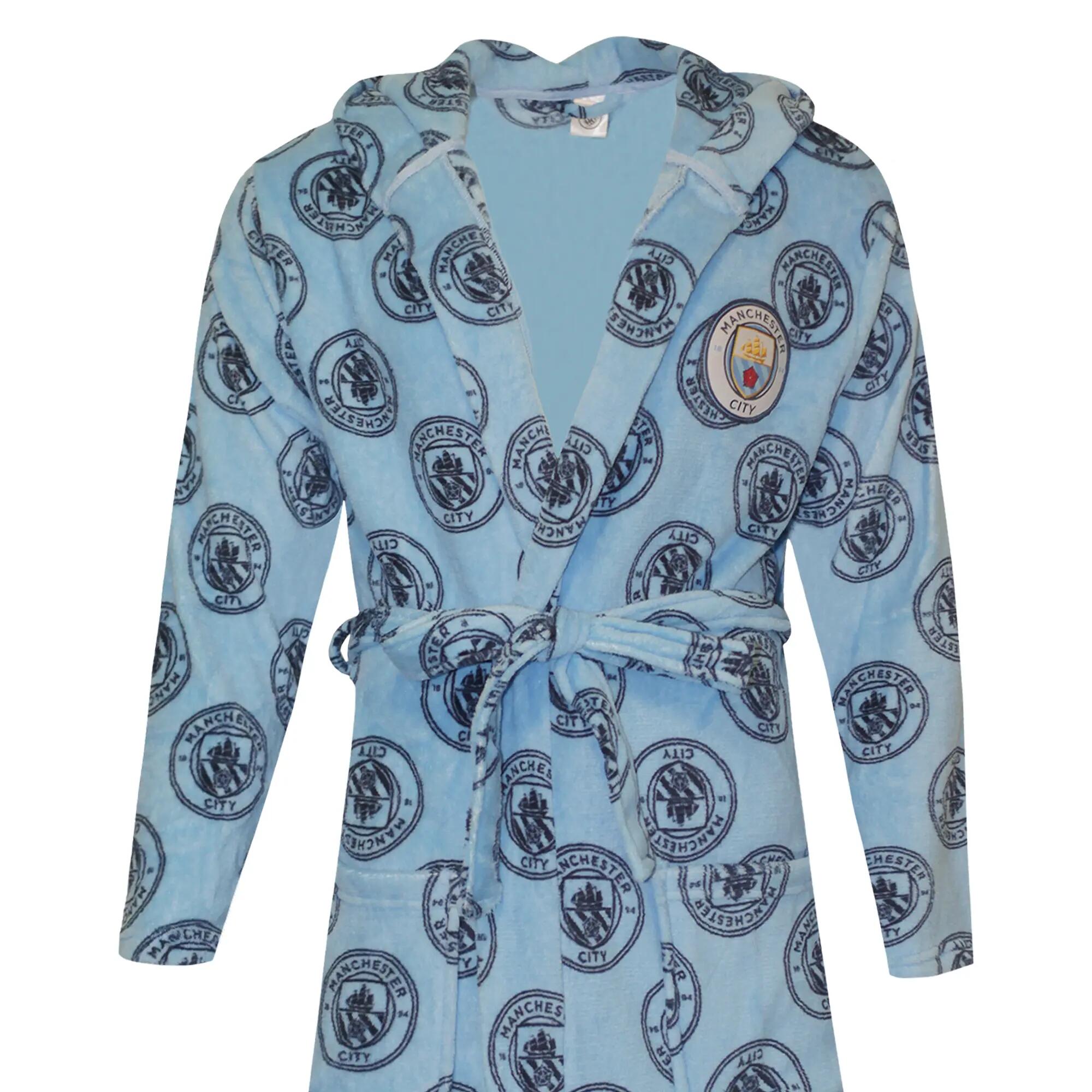 Mens Logo Bathrobe (Sky Blue) 3/5