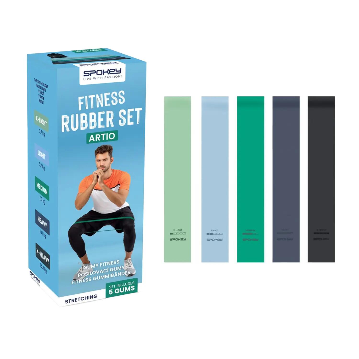 Bande De Résistance Fitness ARTIO (Bleu / Rose / Vert) Taille unique 5/5