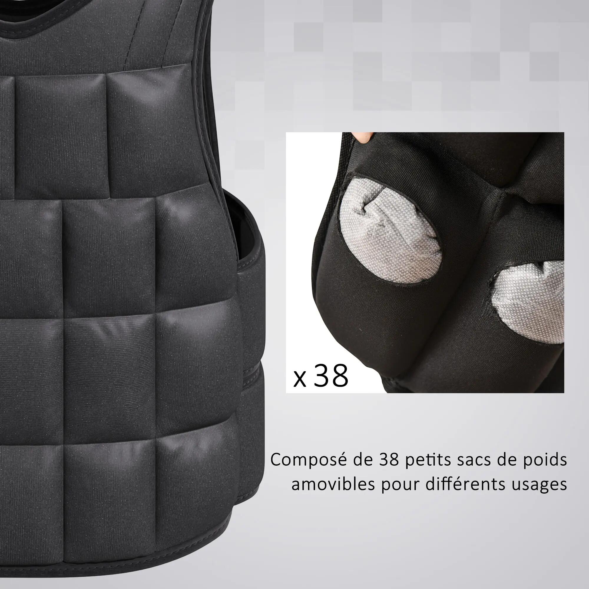 Gilet lesté réglable 10 Kg max. oxford noir 4/5