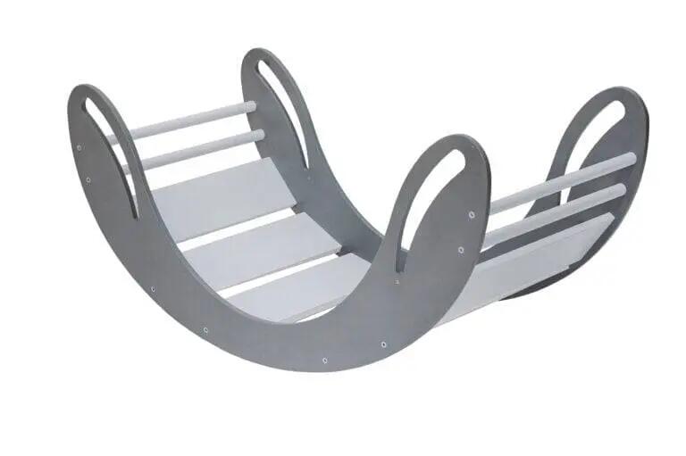 Fauteuil à bascule Smile en bois blanc et gris 6/7