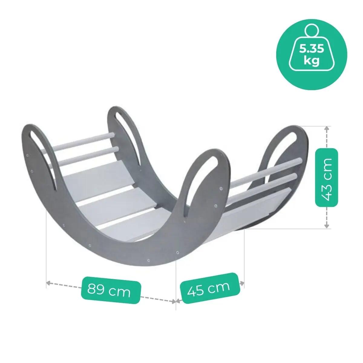 Fauteuil à bascule Smile en bois blanc et gris 3/7