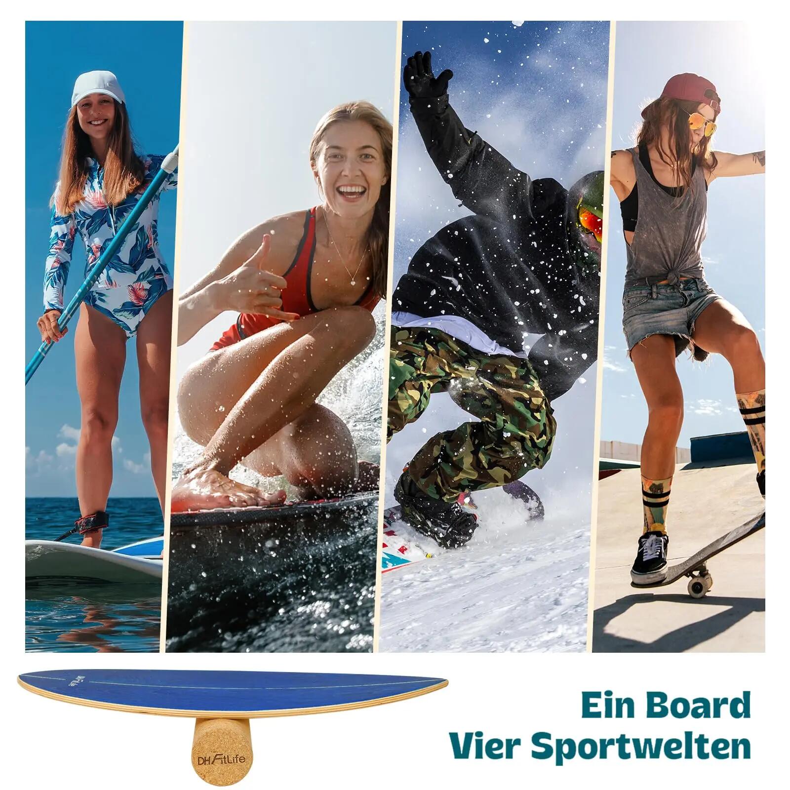 DH FitLife Surfing Balance-Board Set, Surfbrett-Kit aus Birkenholz 6/7