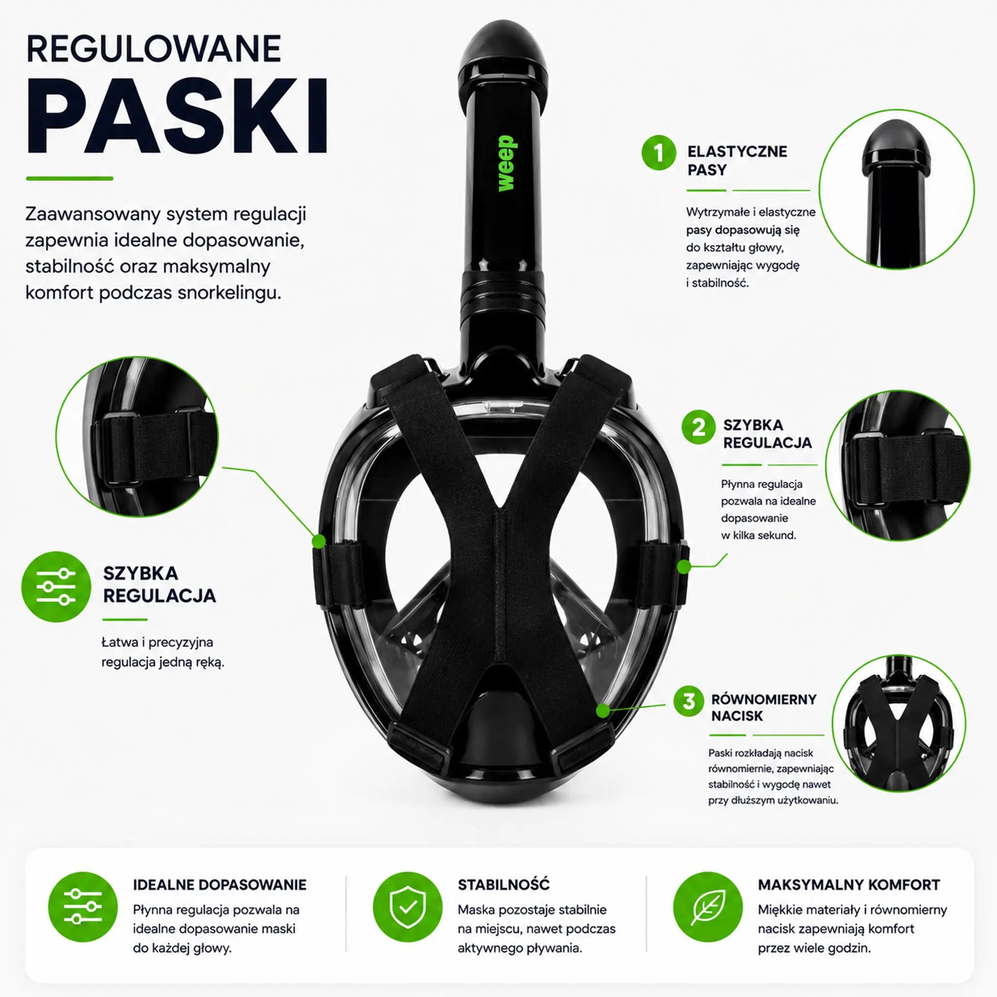 Maska Do Nurkowania Weep Dive-YSE Snorkeling Panoramiczna No Fog 5/13