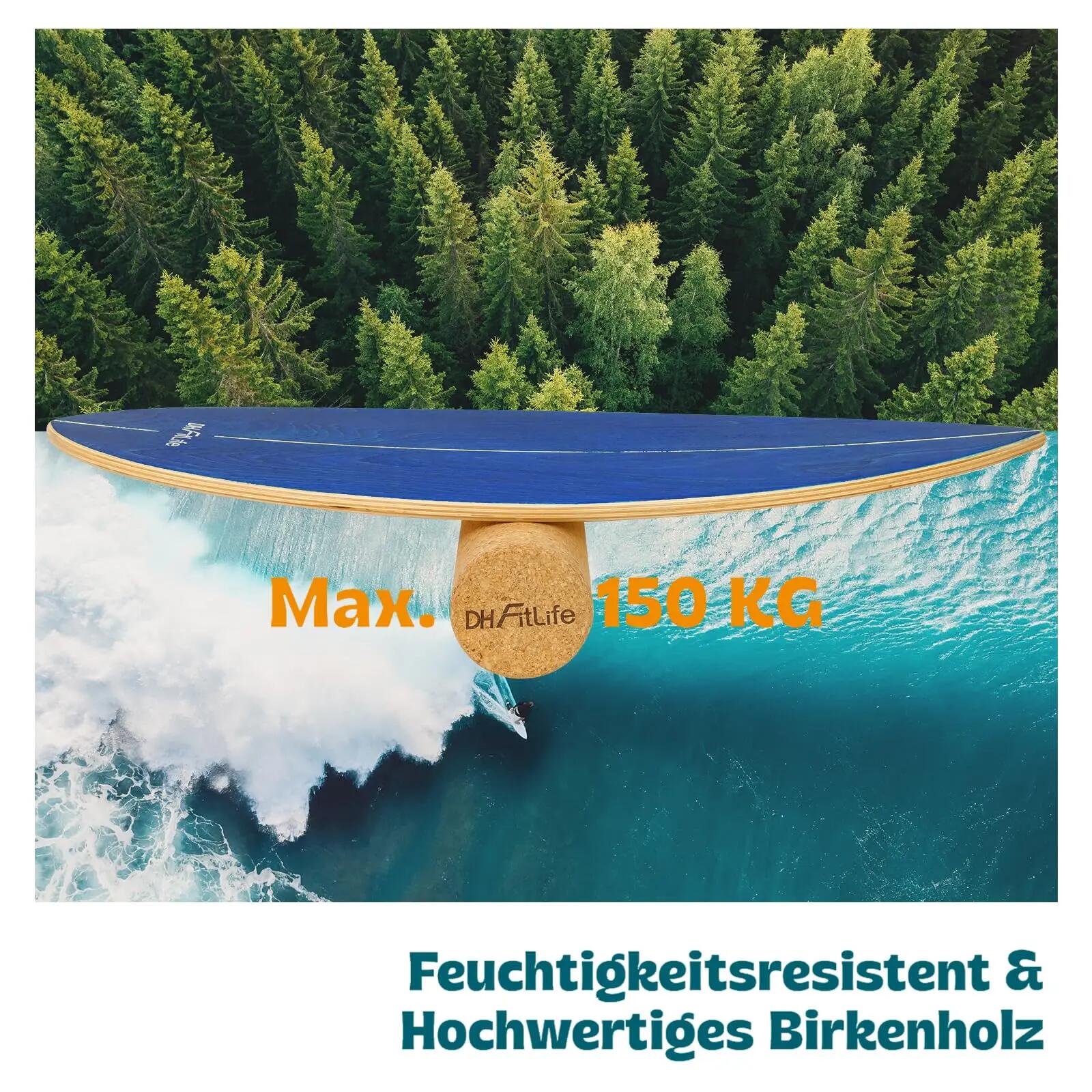 DH FitLife Surfing Balance-Board Set, Surfbrett-Kit aus Birkenholz 4/7