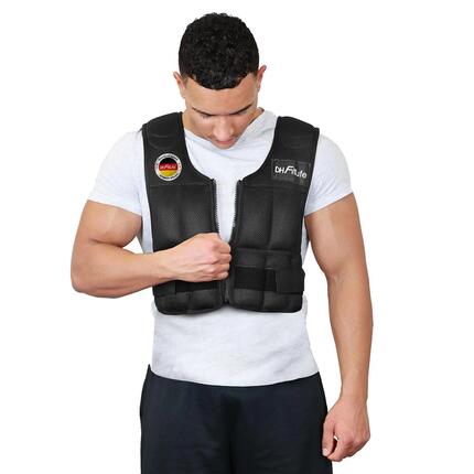 DH FitLife Gewichtsweste 10kg, verstellbar, mit 26 Eisensand Blöcken