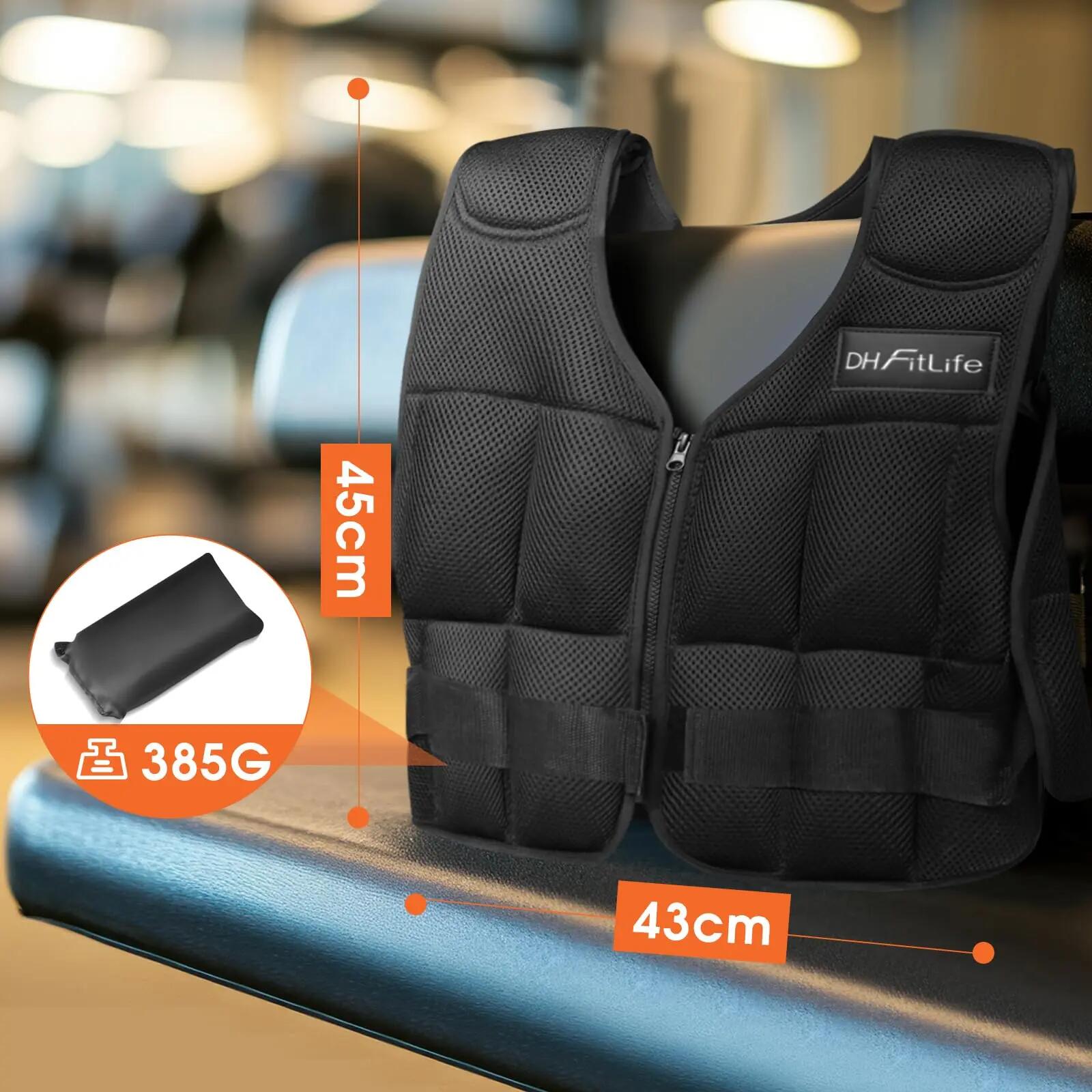 DH FitLife Gewichtsweste 10kg, verstellbar, mit 26 Eisensand Blöcken 6/7