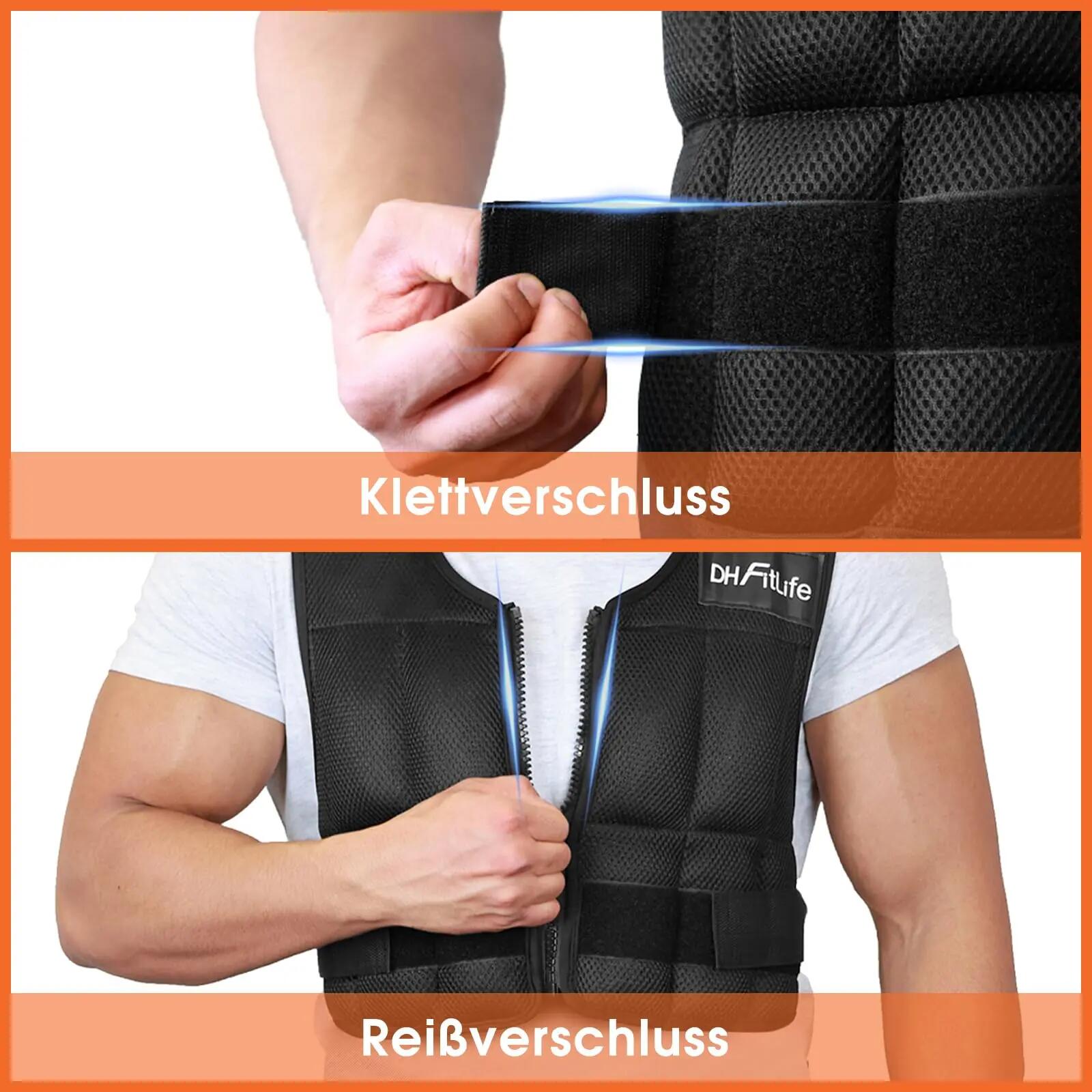 DH FitLife Gewichtsweste 10kg, verstellbar, mit 26 Eisensand Blöcken 5/7