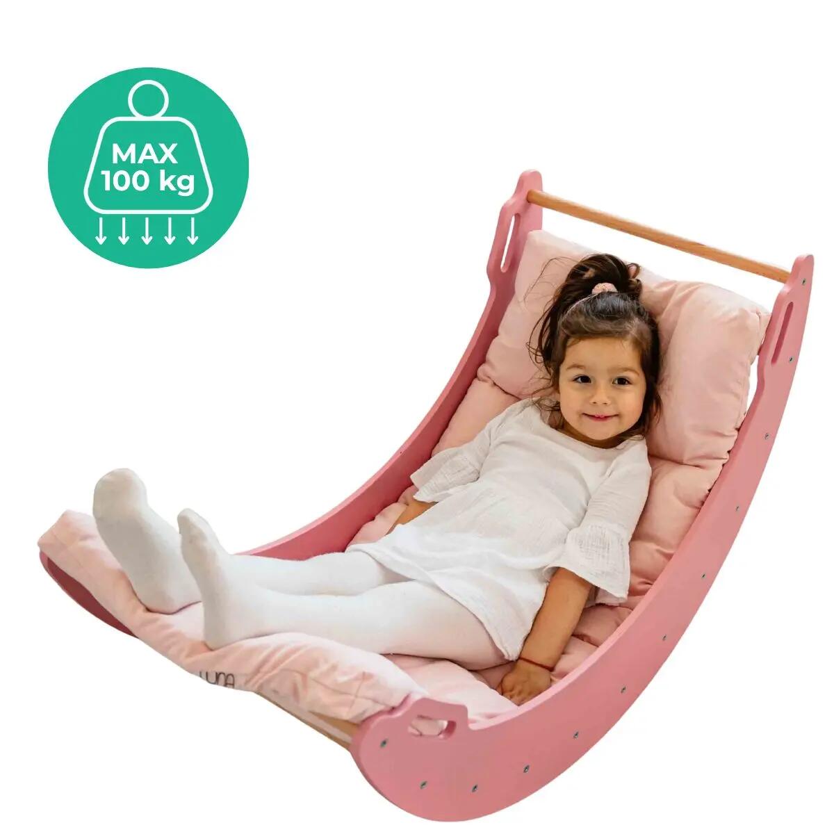 Fauteuil à bascule en bois Moon pink 4/7