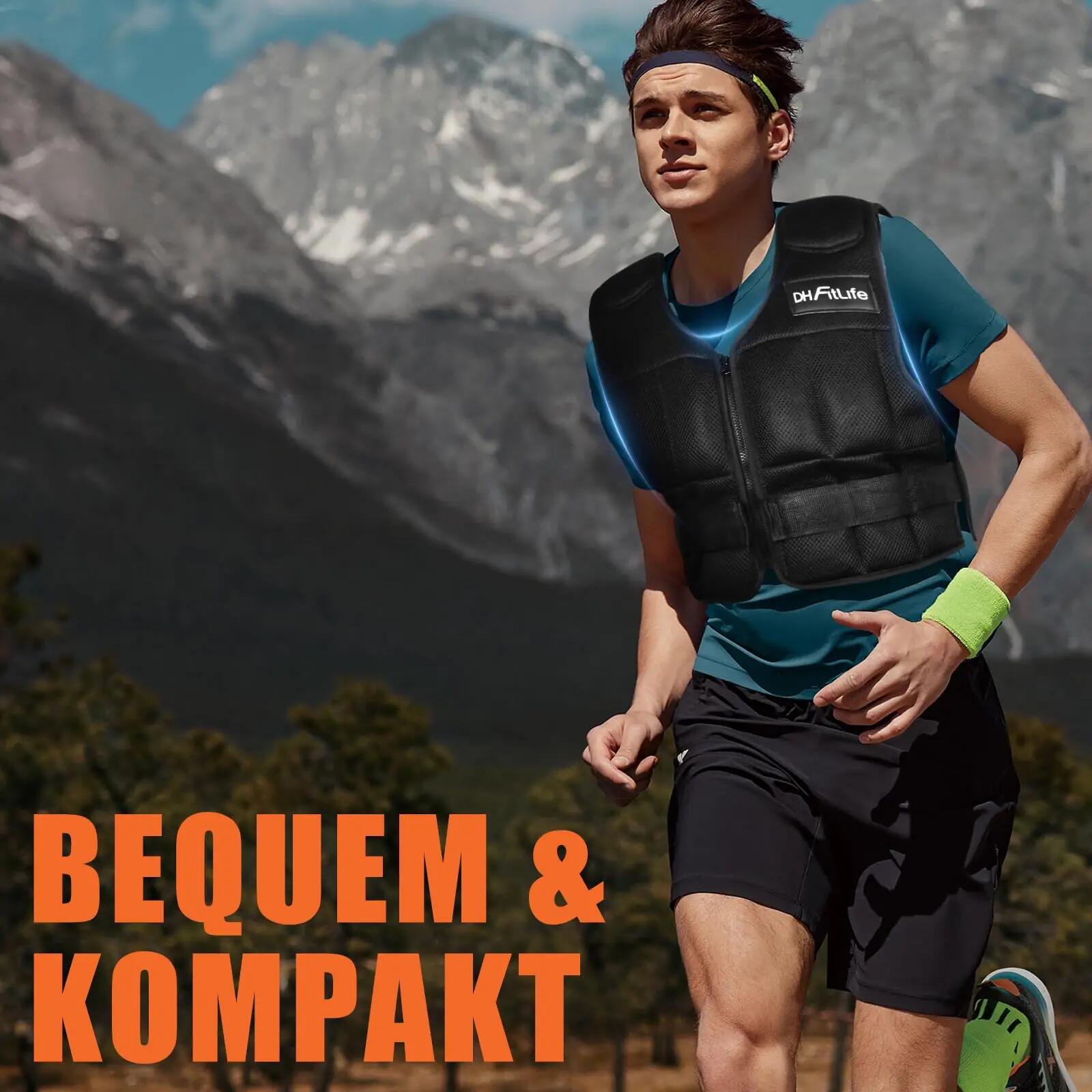 DH FitLife Gewichtsweste 10kg, verstellbar, mit 26 Eisensand Blöcken 2/7