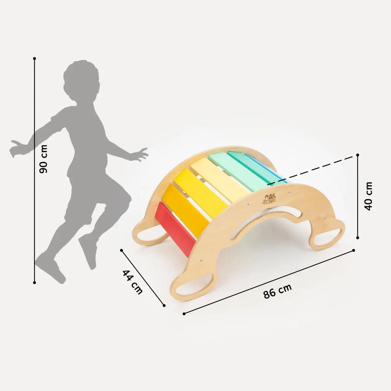 Montessori set: pestrý Piklerův trojúhelník, houpačka a oboustranná deska 5/9
