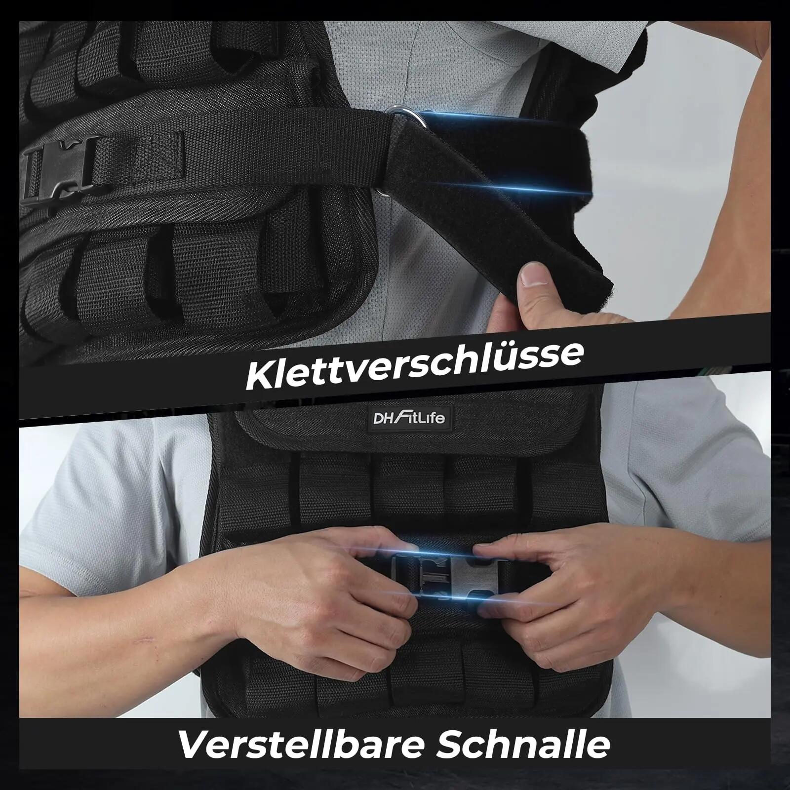 DH FitLife Gewichtsweste 10 kg, verstellbar, mit 19 Gusseisen-Gewichten 5/7