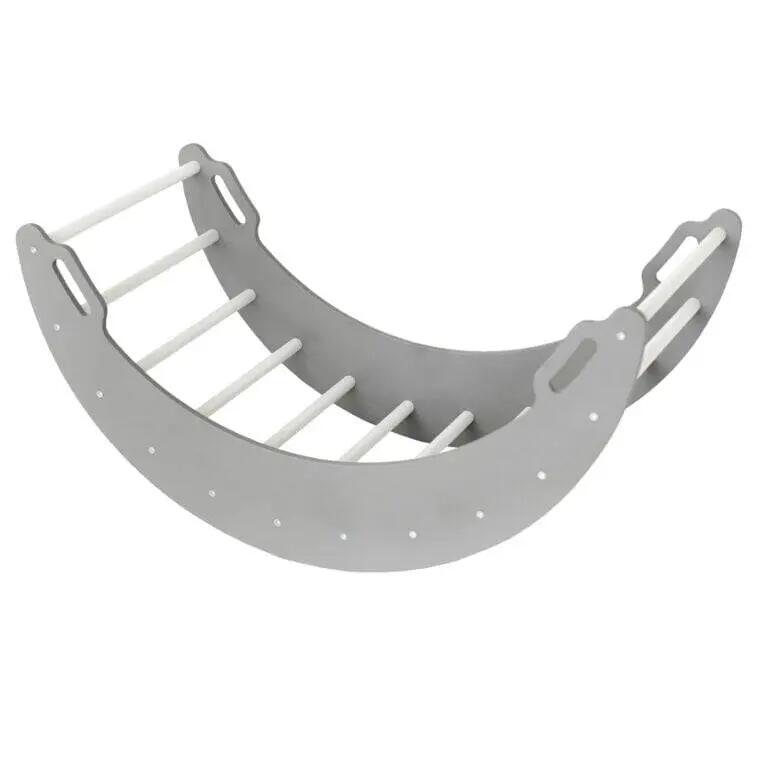 Fauteuil à bascule en bois Moon blanc et gris 7/7