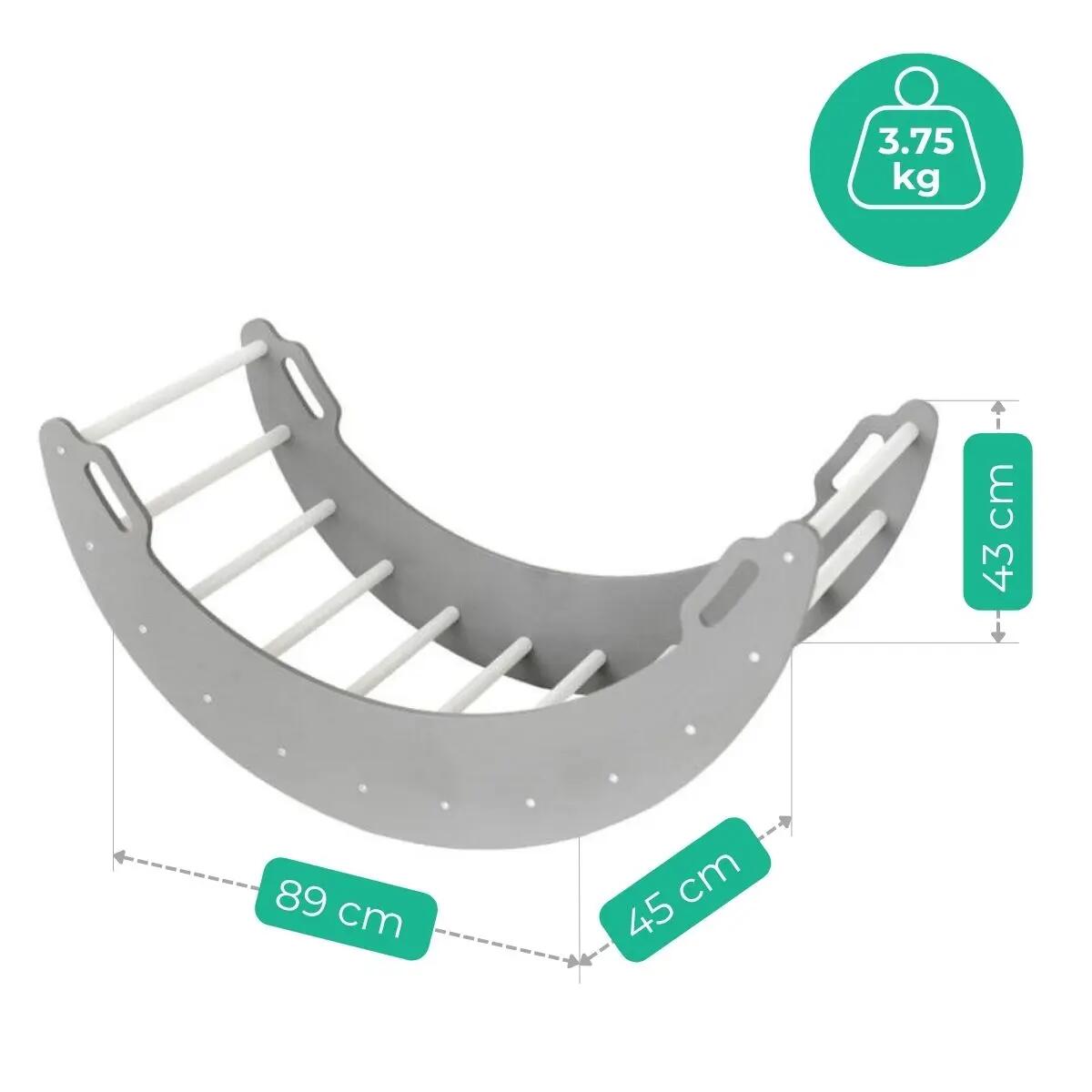 Fauteuil à bascule en bois Moon blanc et gris 3/7