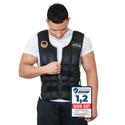 DH FitLife Gewichtsweste 10kg, verstellbar, mit 26 Eisensand Blöcken