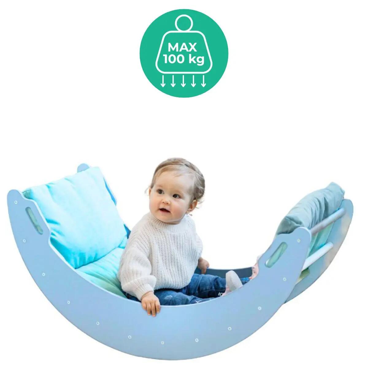 Fauteuil à bascule en bois Moon blue-coloured 4/7