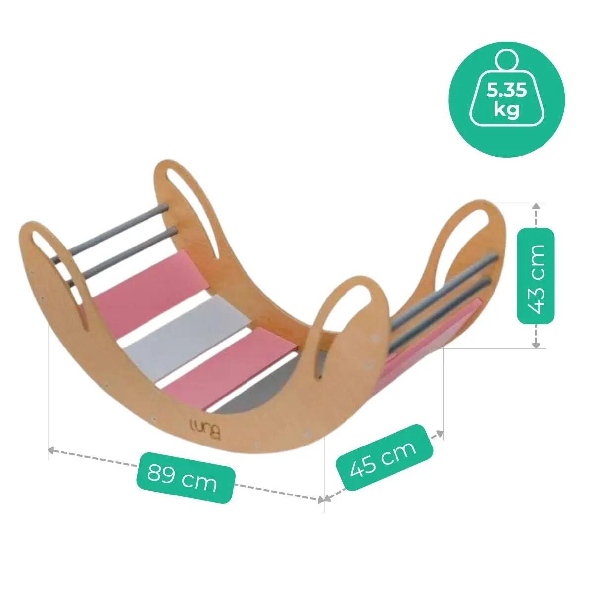 Bascule en bois Smile rose-gris 3/7