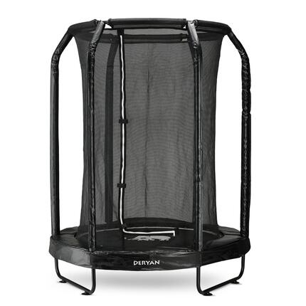 Deryan Kindertrampolin 140 cm - Mit Sicherheitsnetz - Schwarz