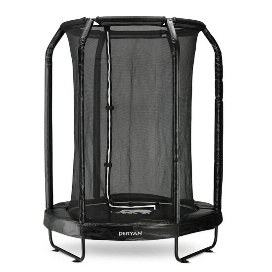 Deryan Kindertrampolin 140 cm - Mit Sicherheitsnetz - Schwarz