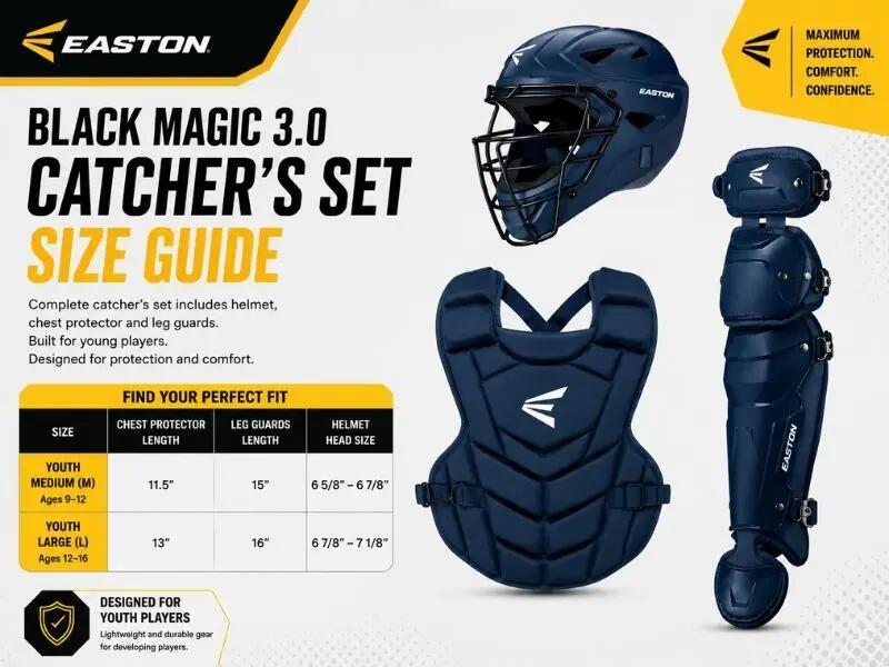 Easton BKMG3KITY Black Magic 3.0 Youth Catcher's Set M Black 5/5