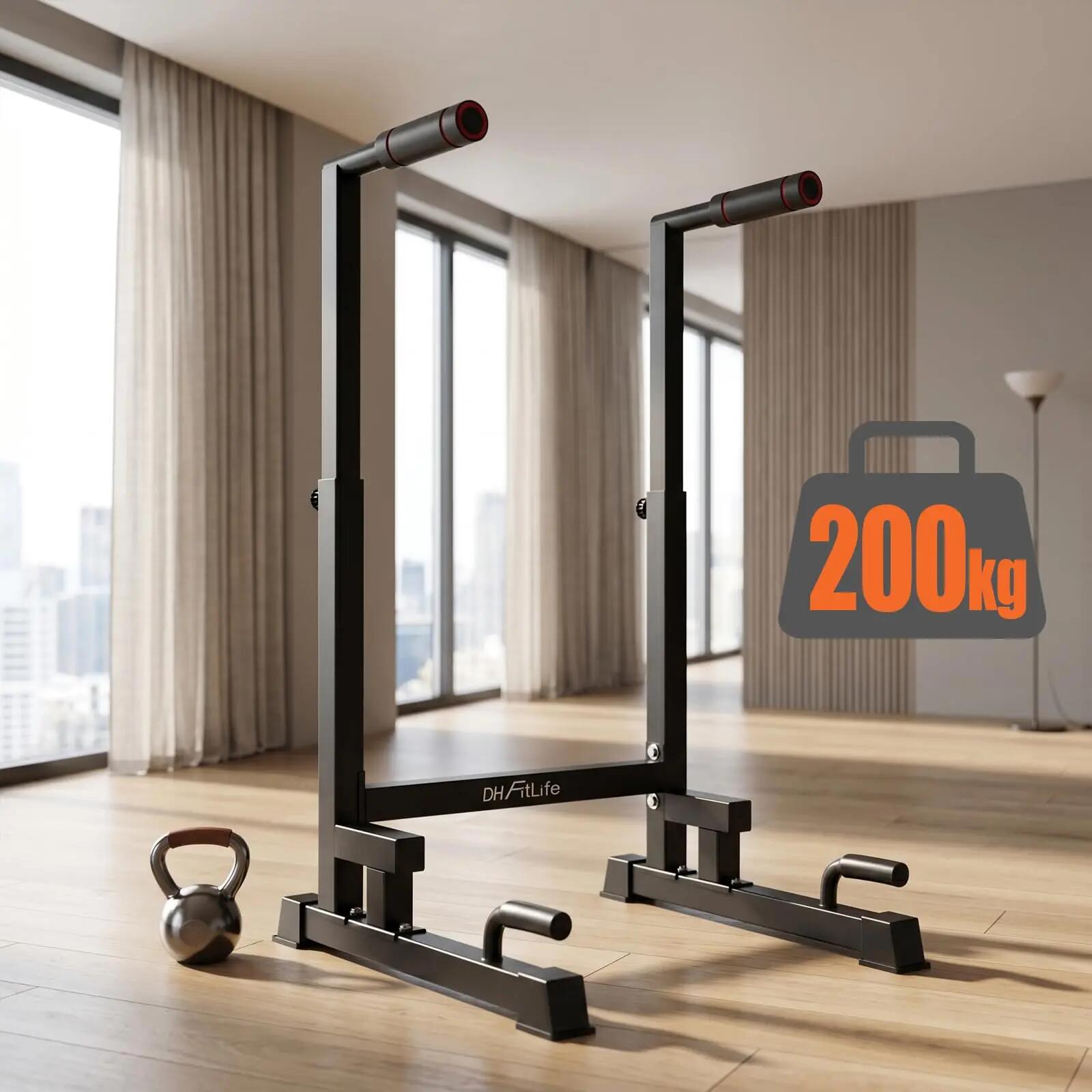 DH FitLife Dip Barren 100–130cm, 9-fach verstellbar, bis 200 kg 5/6