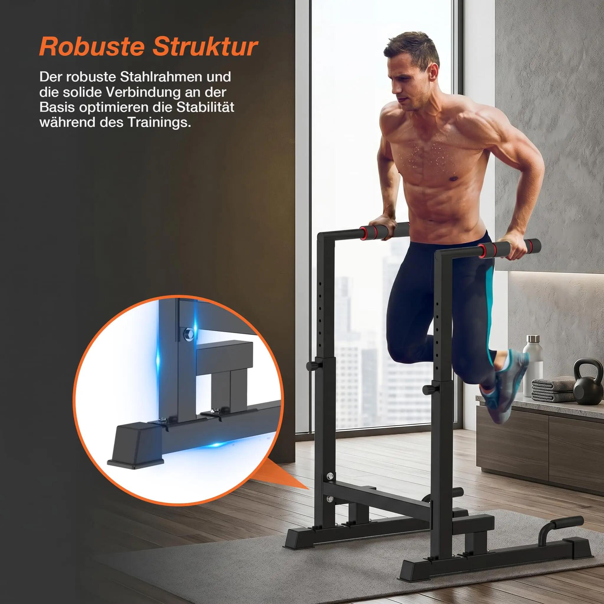 DH FitLife Dip Barren 100–130cm, 9-fach verstellbar, bis 200 kg 4/6