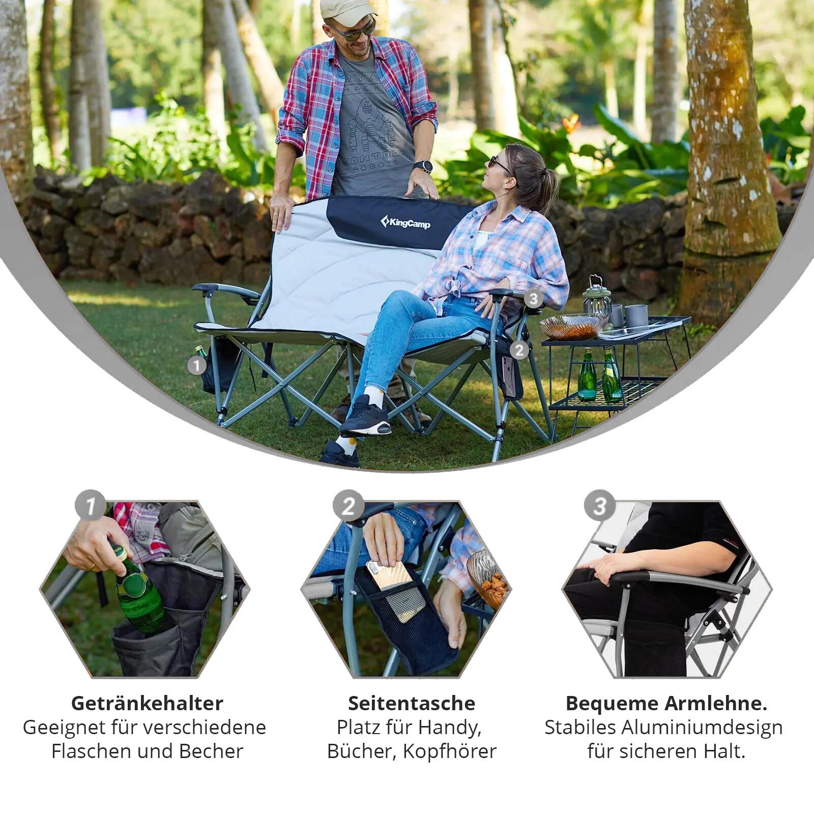 Sedia da campeggio Divano Comfort Duo Double Lounge Sedia per 2 persone 272 kg 5/7