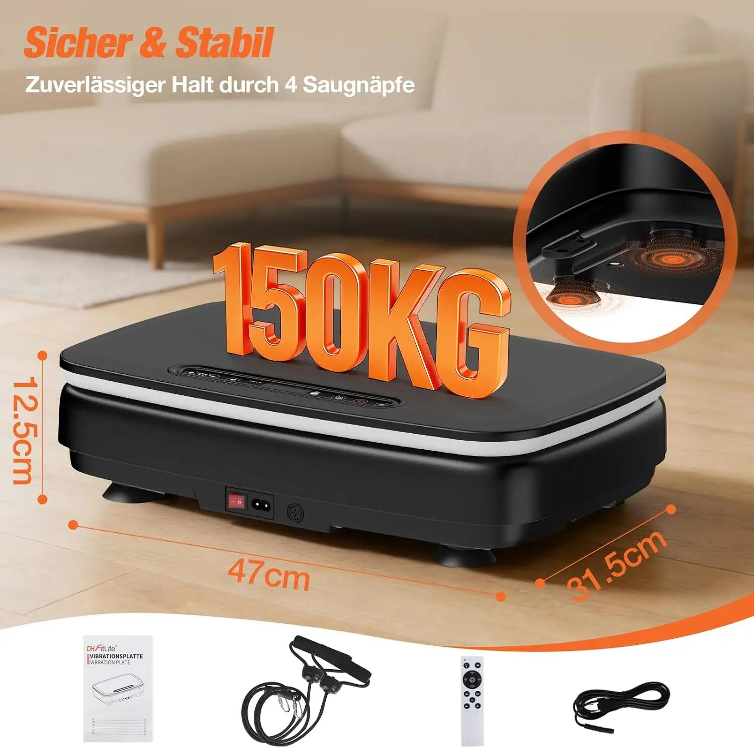 Vibrationsplatte 99 Stufen mit LED, Rüttelplatte Fitness 150 kg 6/7