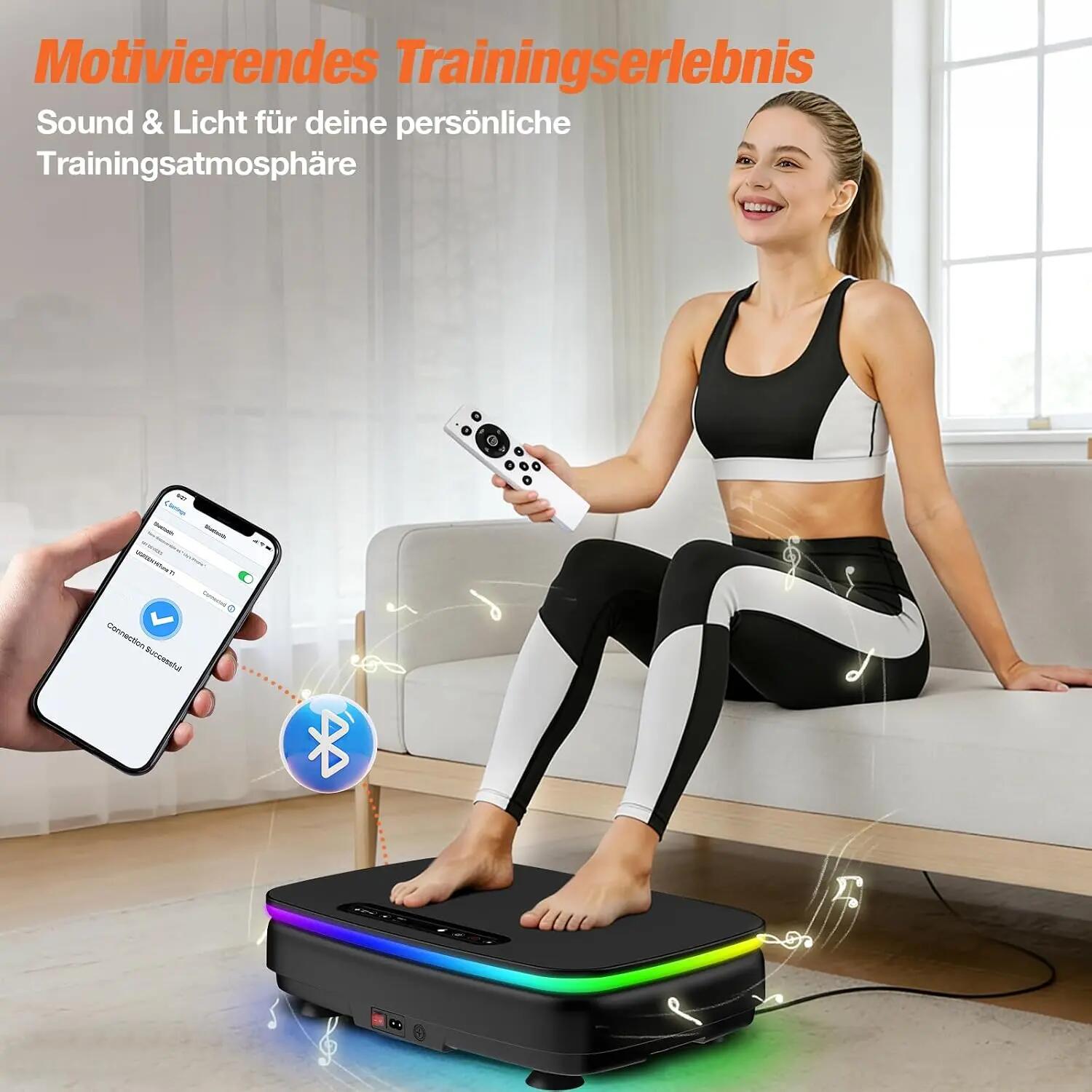 Vibrationsplatte 99 Stufen mit LED, Rüttelplatte Fitness 150 kg 4/7