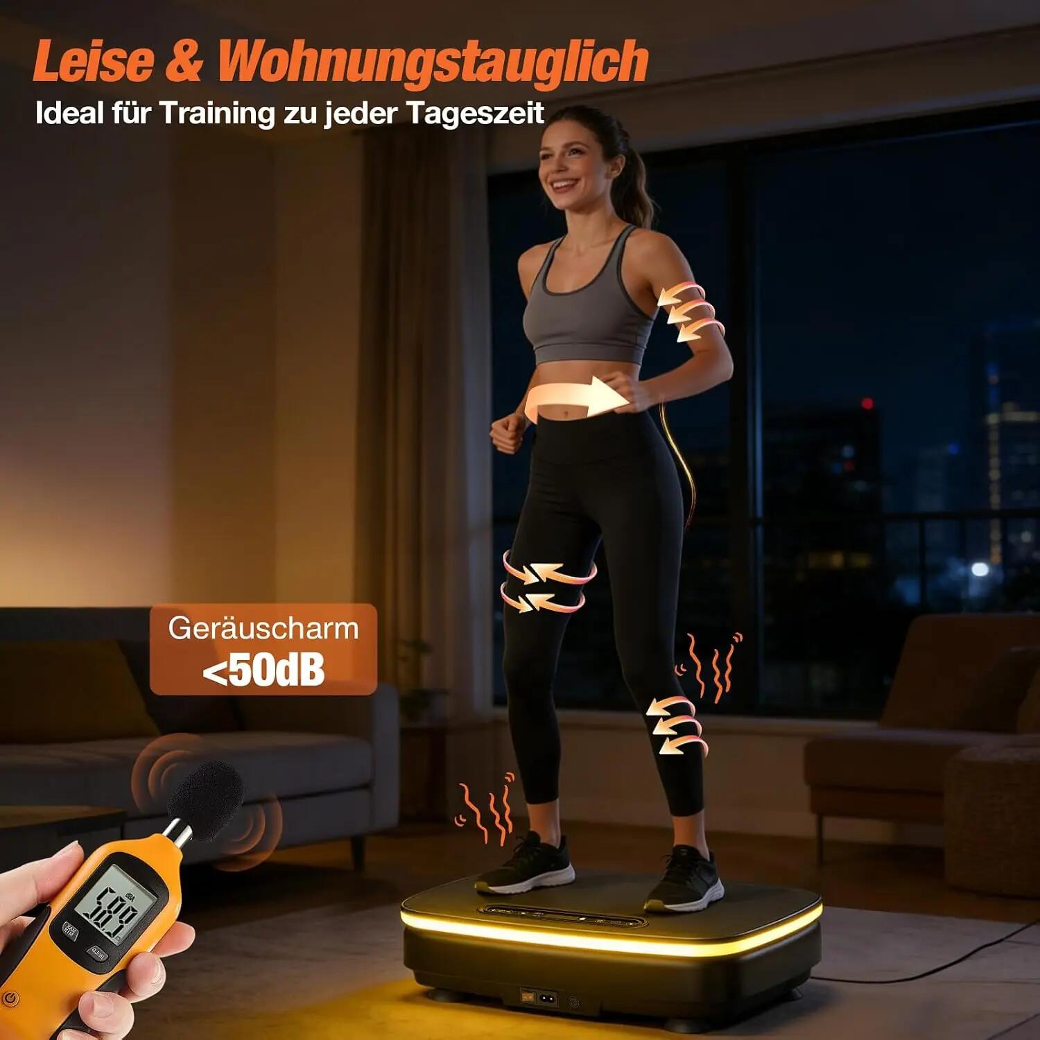 Vibrationsplatte 99 Stufen mit LED, Rüttelplatte Fitness 150 kg 3/7