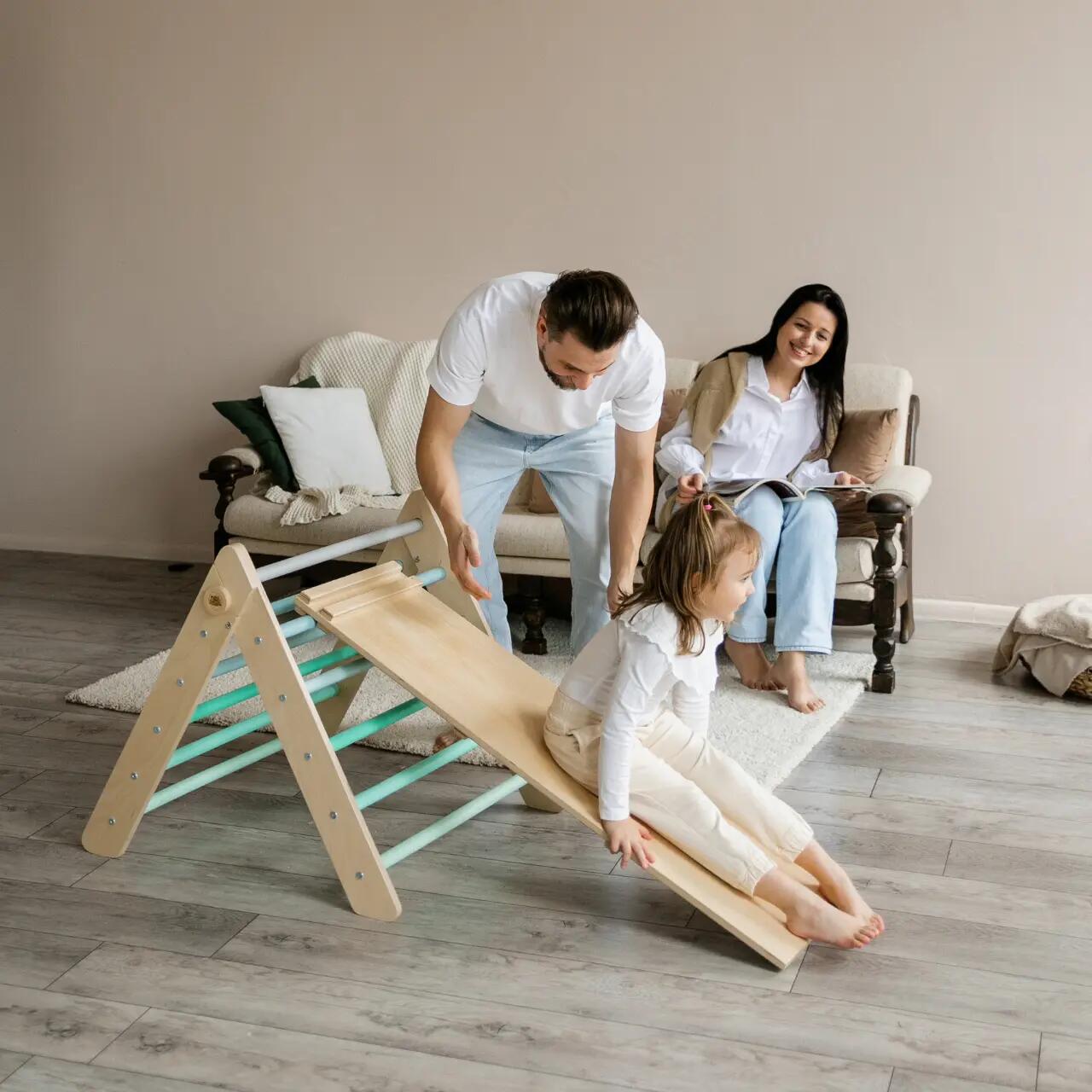 Montessori set: mátový Piklerův trojúhelník a oboustranná deska 6/9