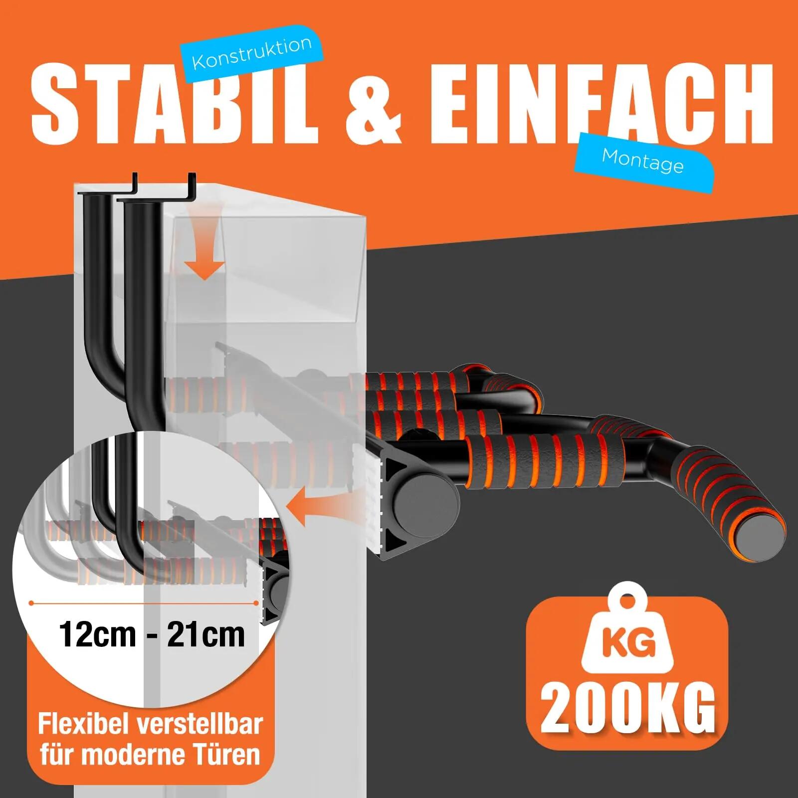 Klimmzugstange Türrahmen, 10 Griffe Pull Up Bar, bis 200 kg 3/7