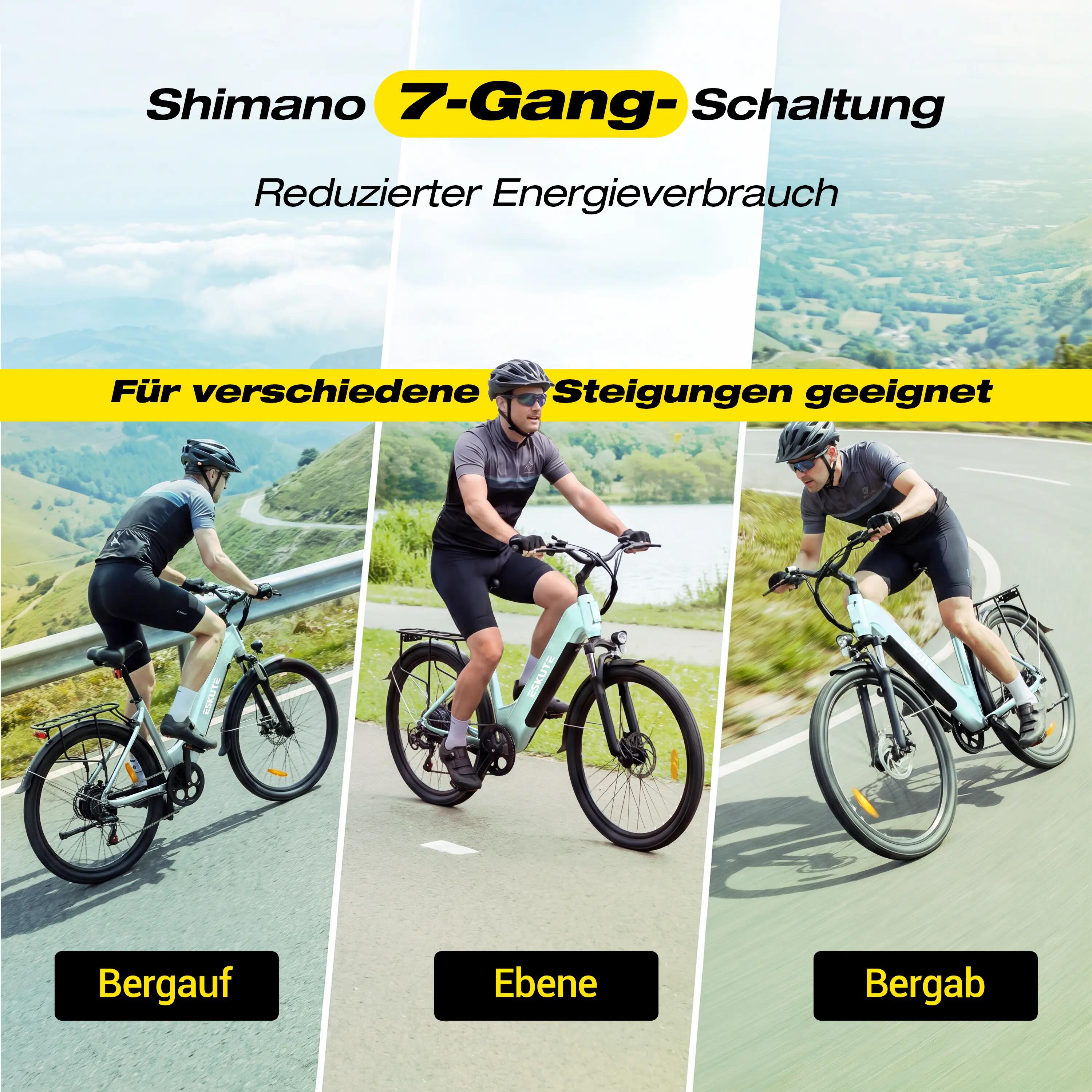 Vélo électrique urbain ESKUTE C202｜Batterie 48V 17.5Ah｜Pneu 26" 6/6