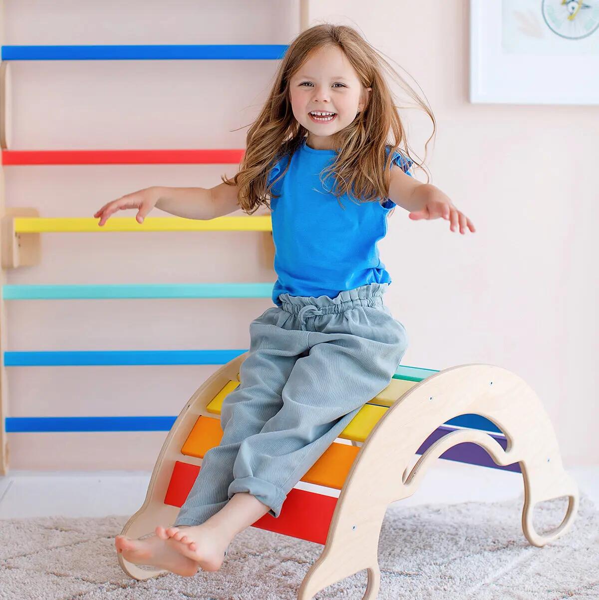 Velký Montessori set 5 v 1: pestrý Pikler i houpačka, 2 desky a polštář 7/8