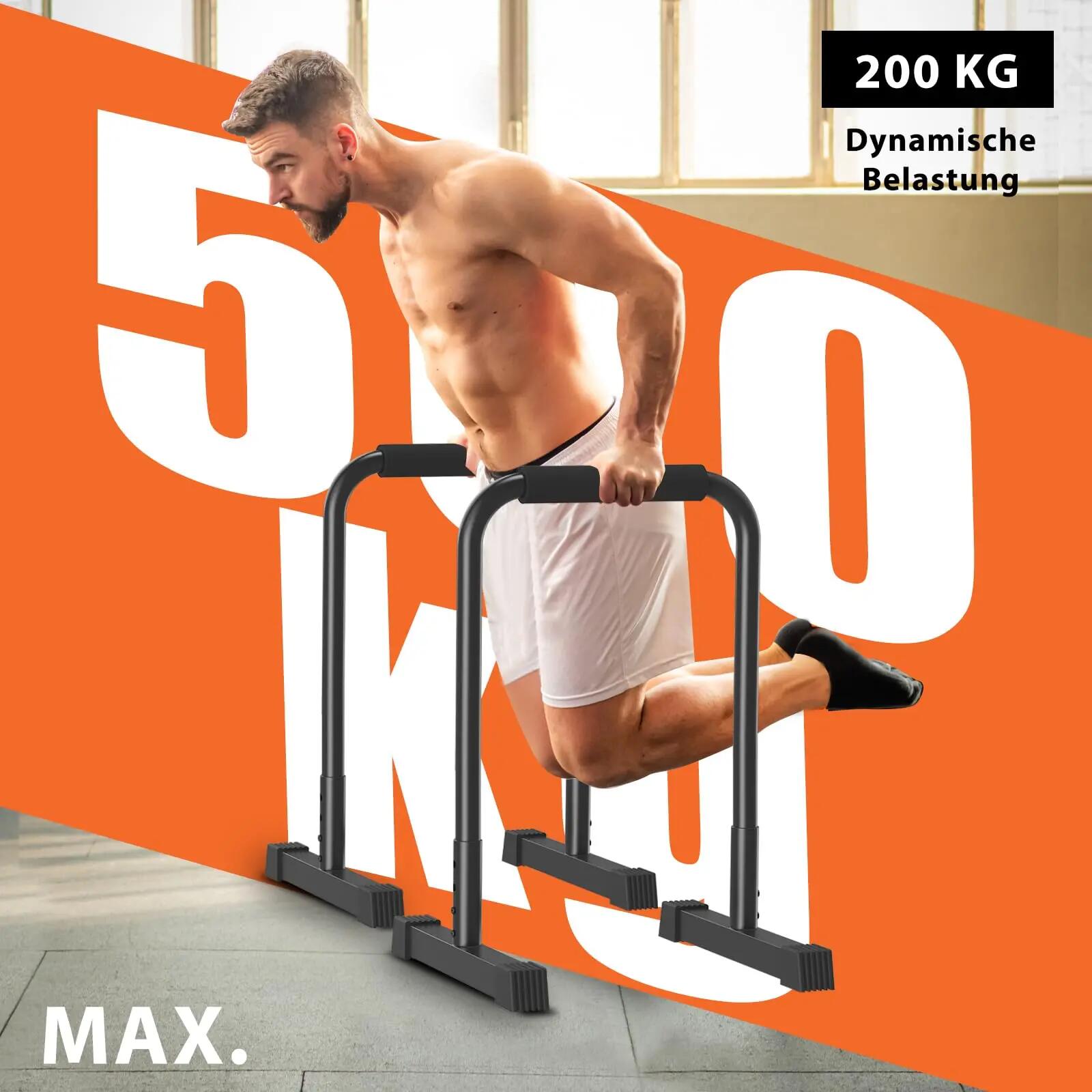 DH FitLife Dip Barren verstellbar 80-90 cm, stabil, Indoor & Outdoor 4/7
