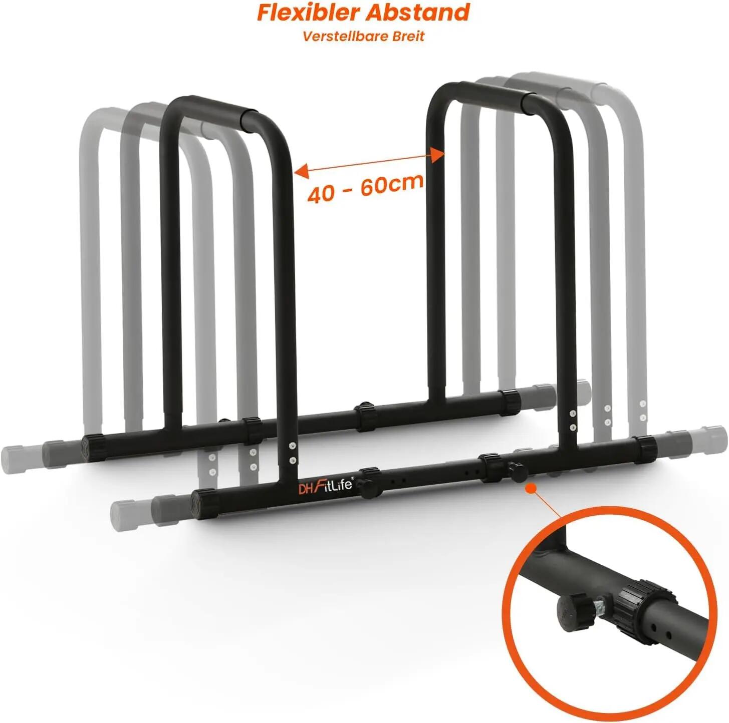 DH FitLife Dip Barren verstellbar 80–100cm, mit 2 Verbindungsstangen, 500kg 7/7