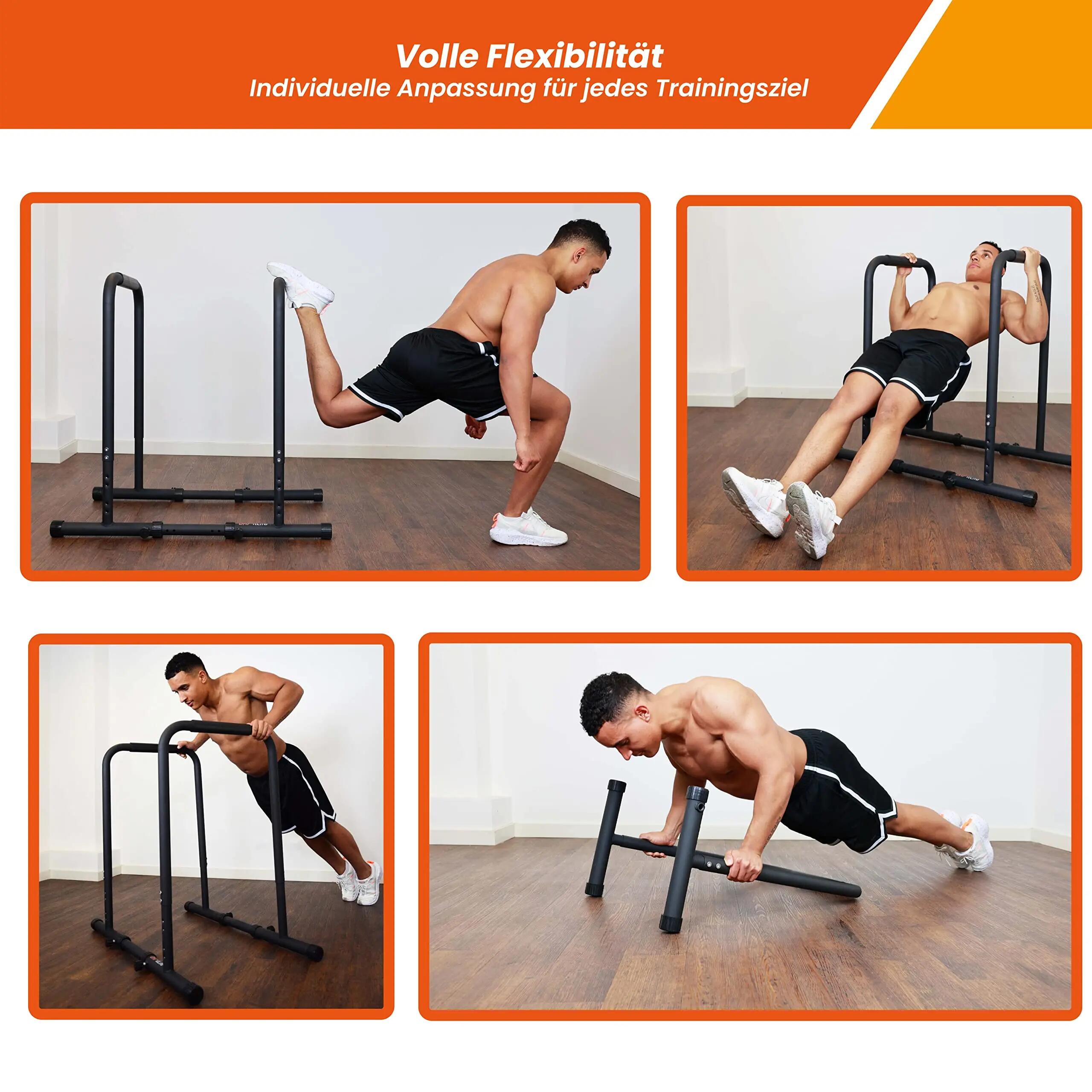 DH FitLife Dip Barren verstellbar 80–100cm, mit 2 Verbindungsstangen, 500kg 5/7