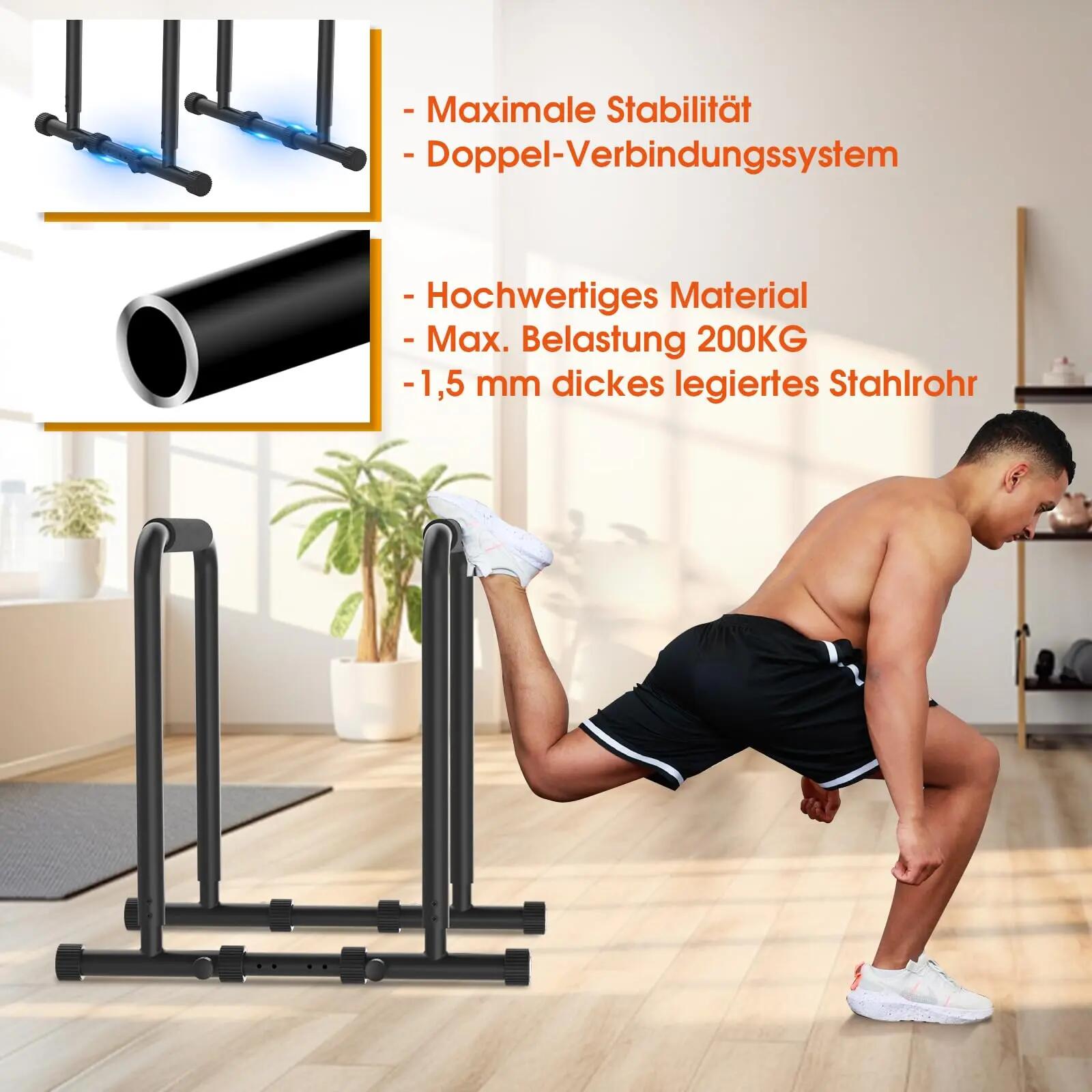 DH FitLife Dip Barren verstellbar 80–100cm, mit 2 Verbindungsstangen, 500kg 2/7